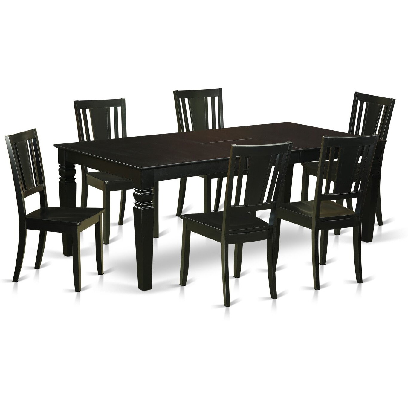 7  Pc  Dinette  Set  With  A  Dining  Table  And  6  Wood  Kitchen  Chairs  In  Black
