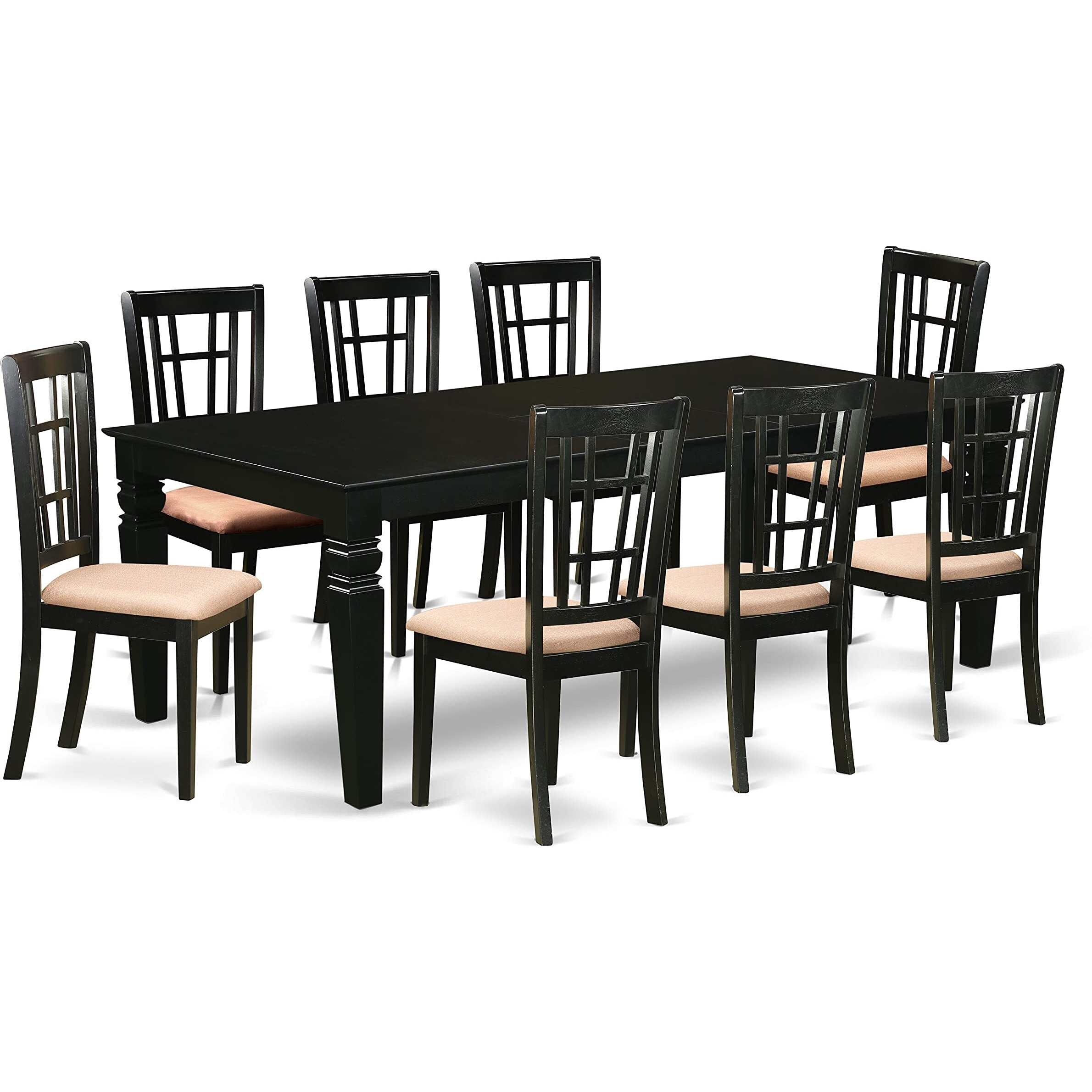 Lgni9-Blk-C 9 Pc Dining Room Set With A Dining Table And 8Linen Dining Chairs In Black