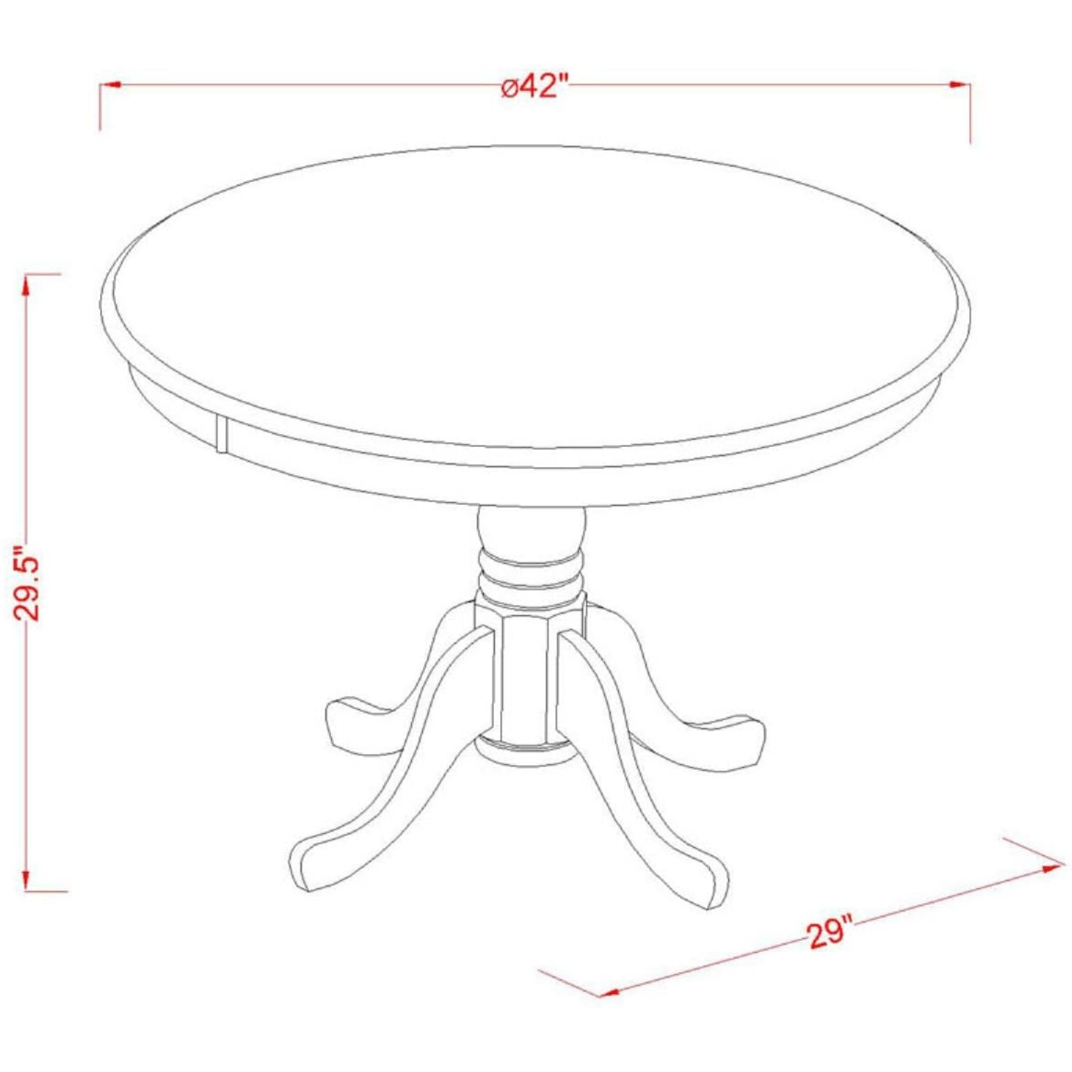 Hlt-Lwh-Tp Table 42"" Diameter Round Table -Buttermilk And Cherry