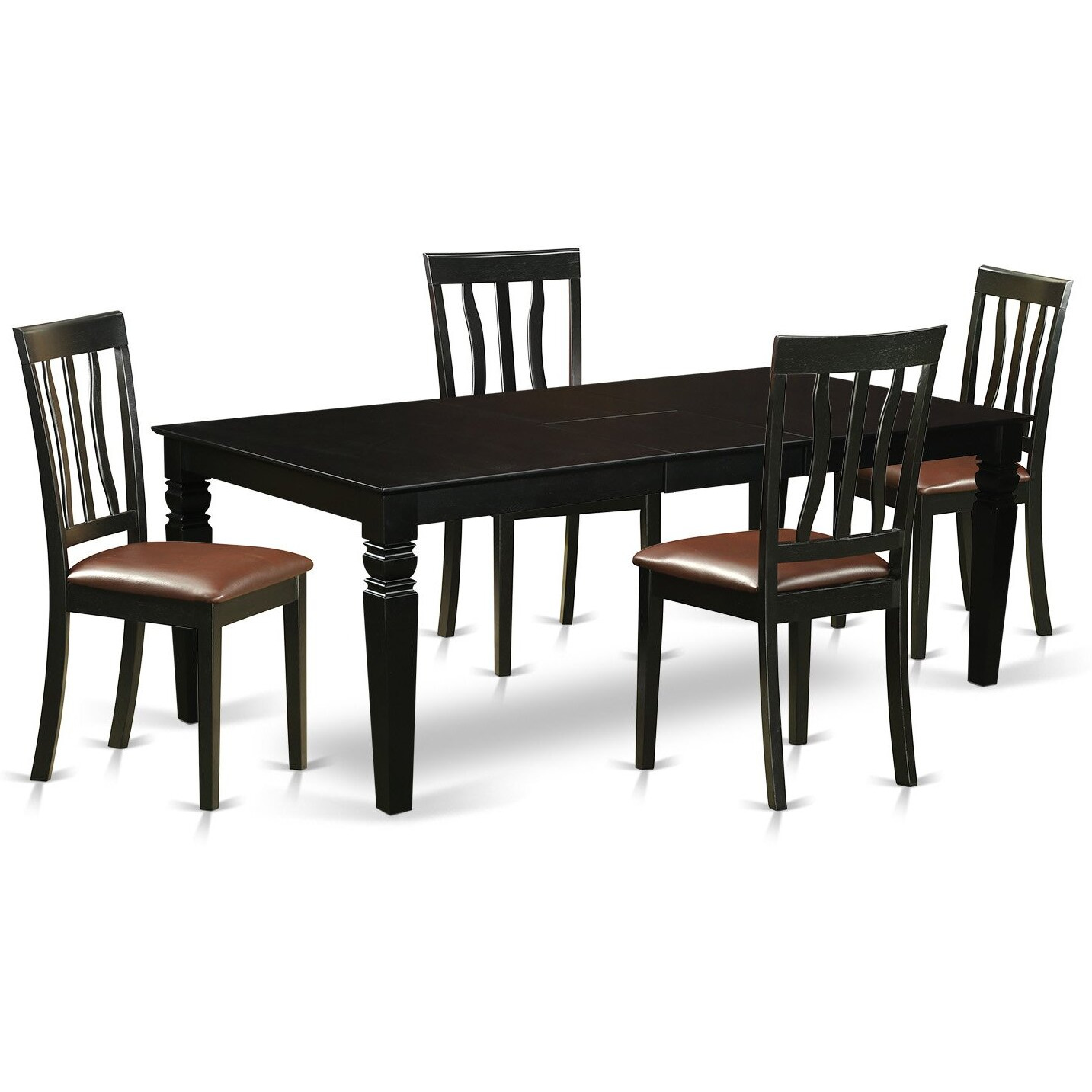 5  Pc  Kitchen  Table  Set  With  A  Kitchen  Table  And  4  Leather  Dining  Chairs  In  Black