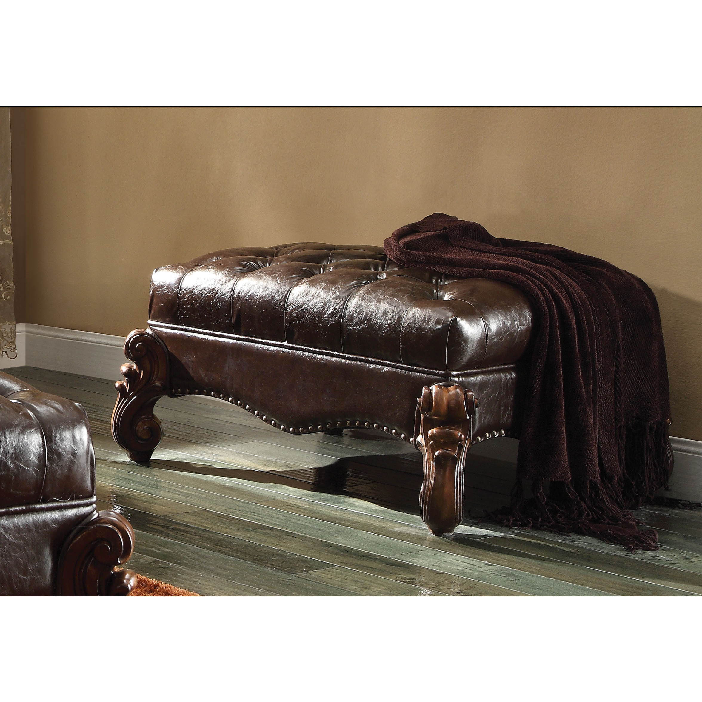 Versailles - Ottoman 2-Tone Dark Brown Pu & Cherry Oak