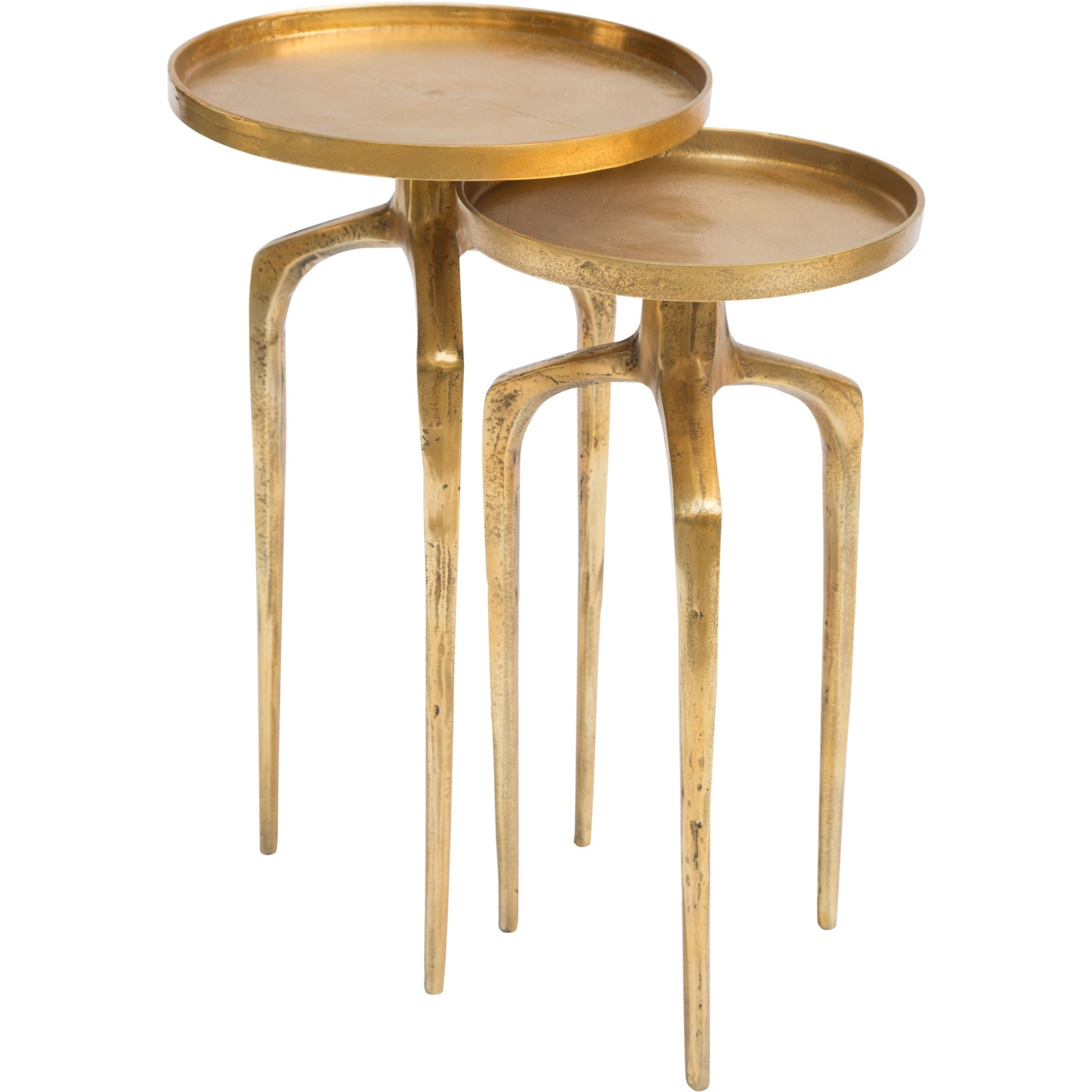 Set Of 2 Como Accent Tables Antique Gold