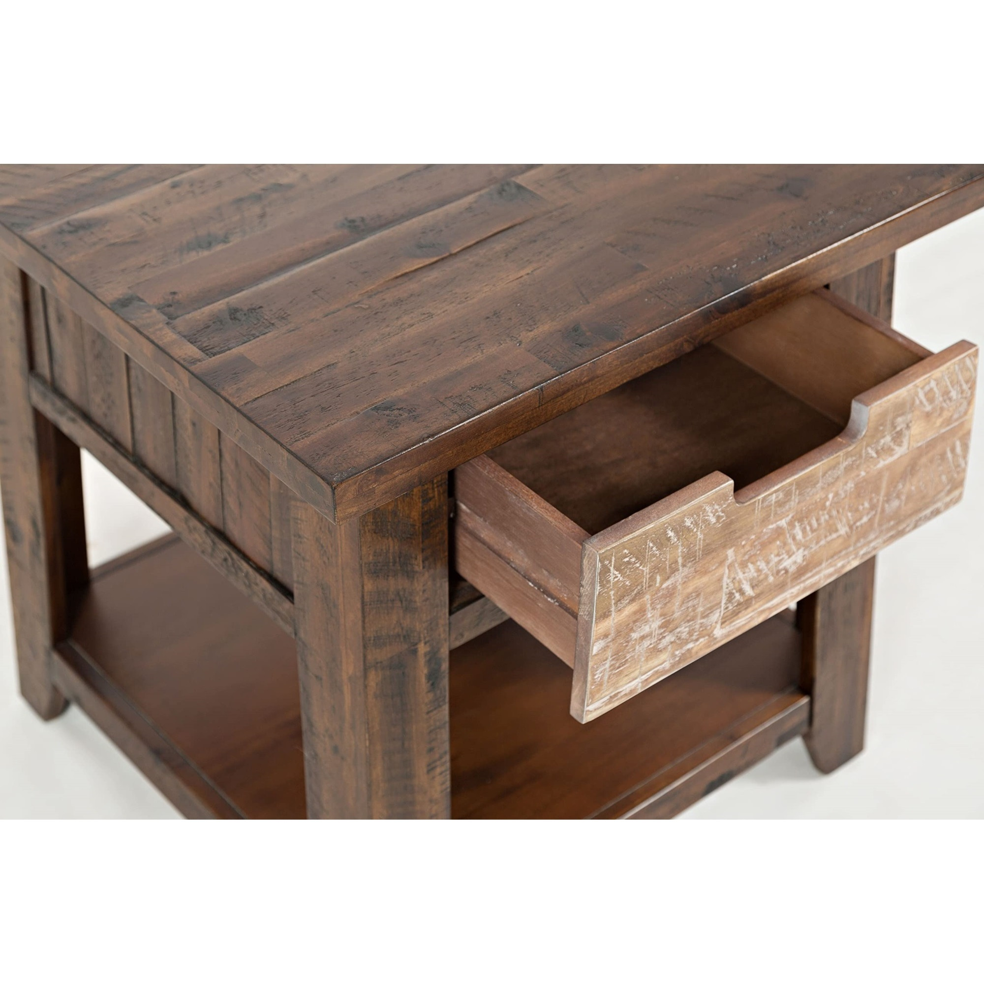 Painted Canyon Rustic Solid Acacia  End Table