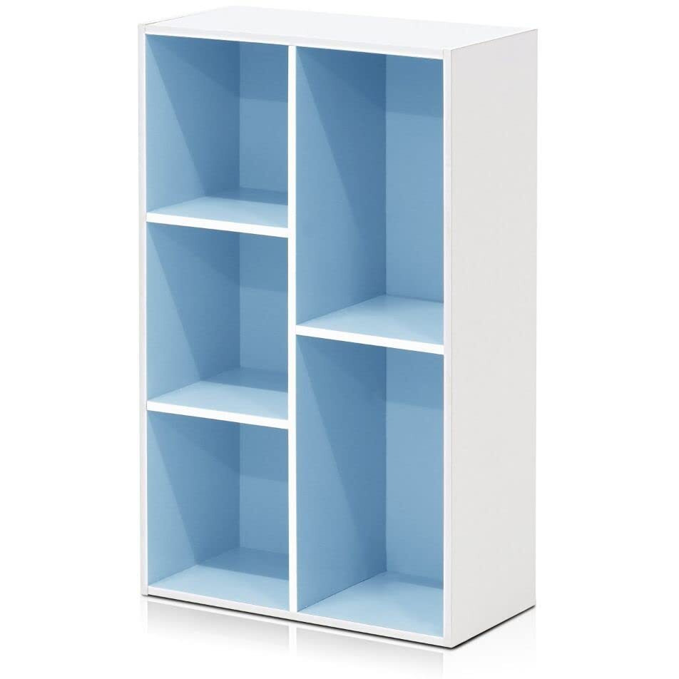 Furinno Luder 5-Cube Reversible Open Shelf  White/Light Blue