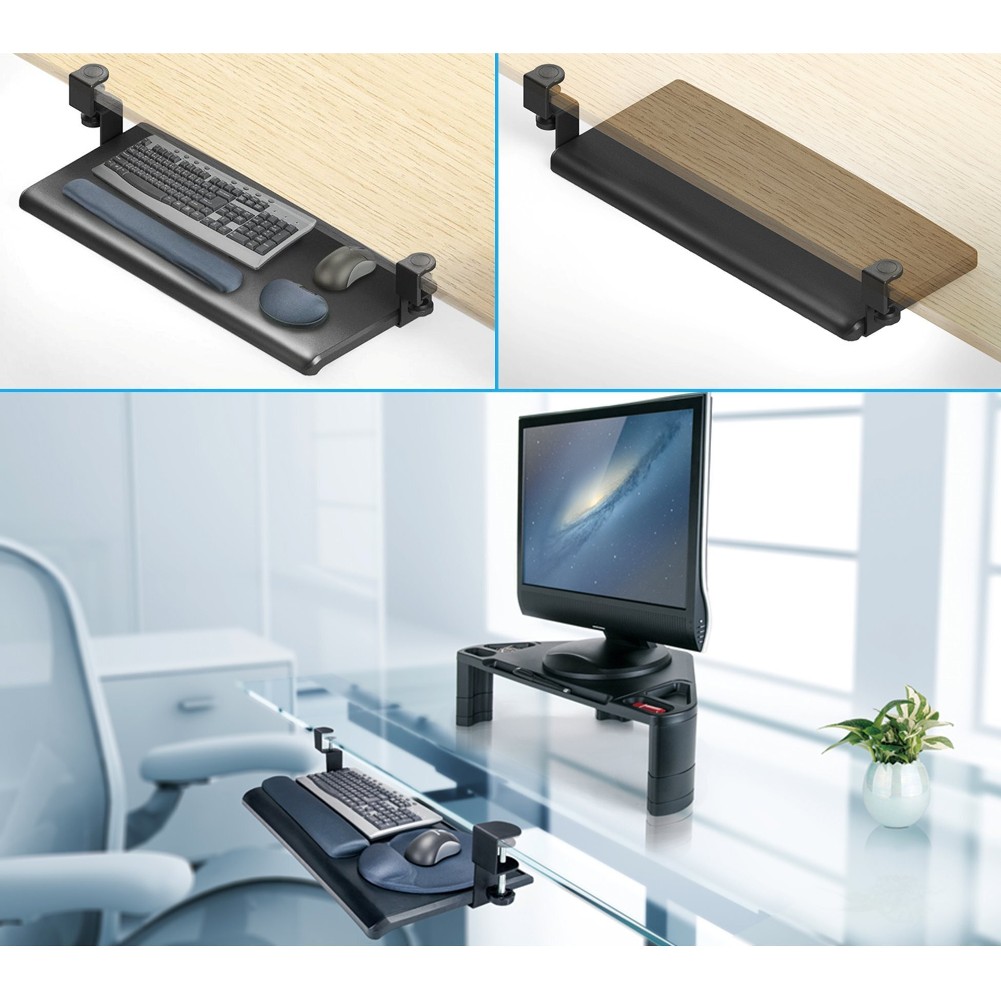 Desk-Clamp Keyboard Tray