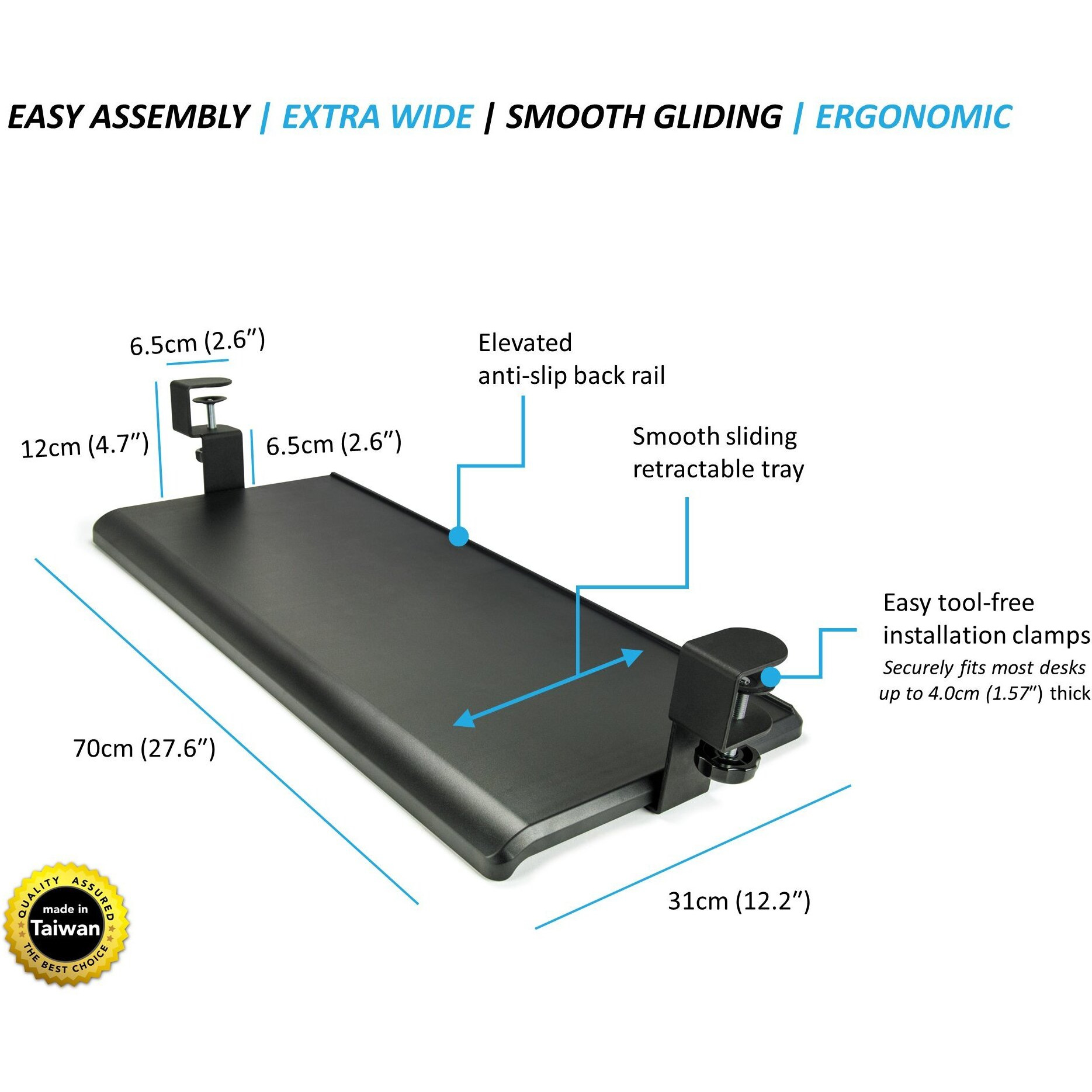 Desk-Clamp Keyboard Tray