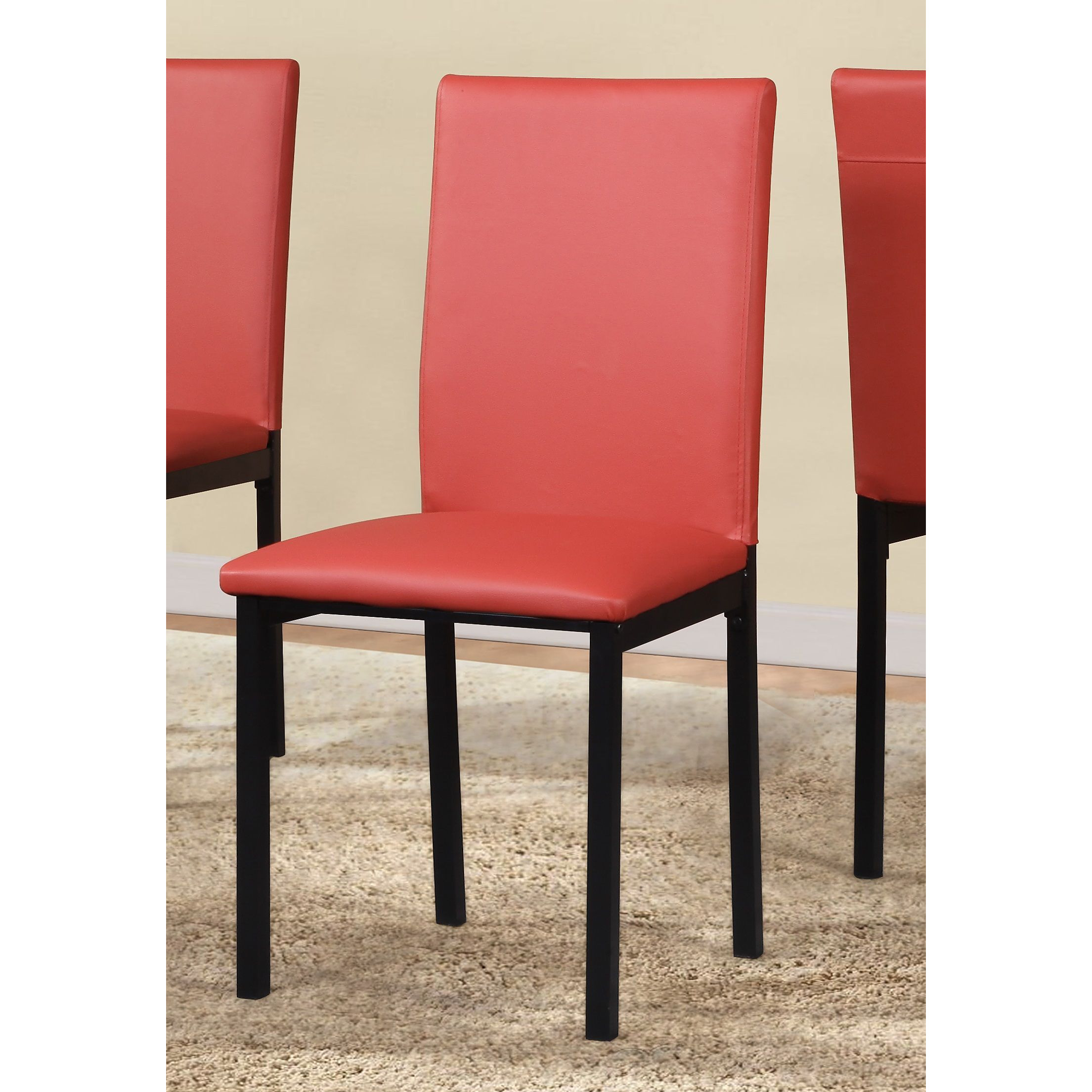 Citico 5-Piece Metal Dinette Set With Laminated Faux Marble Top  Red