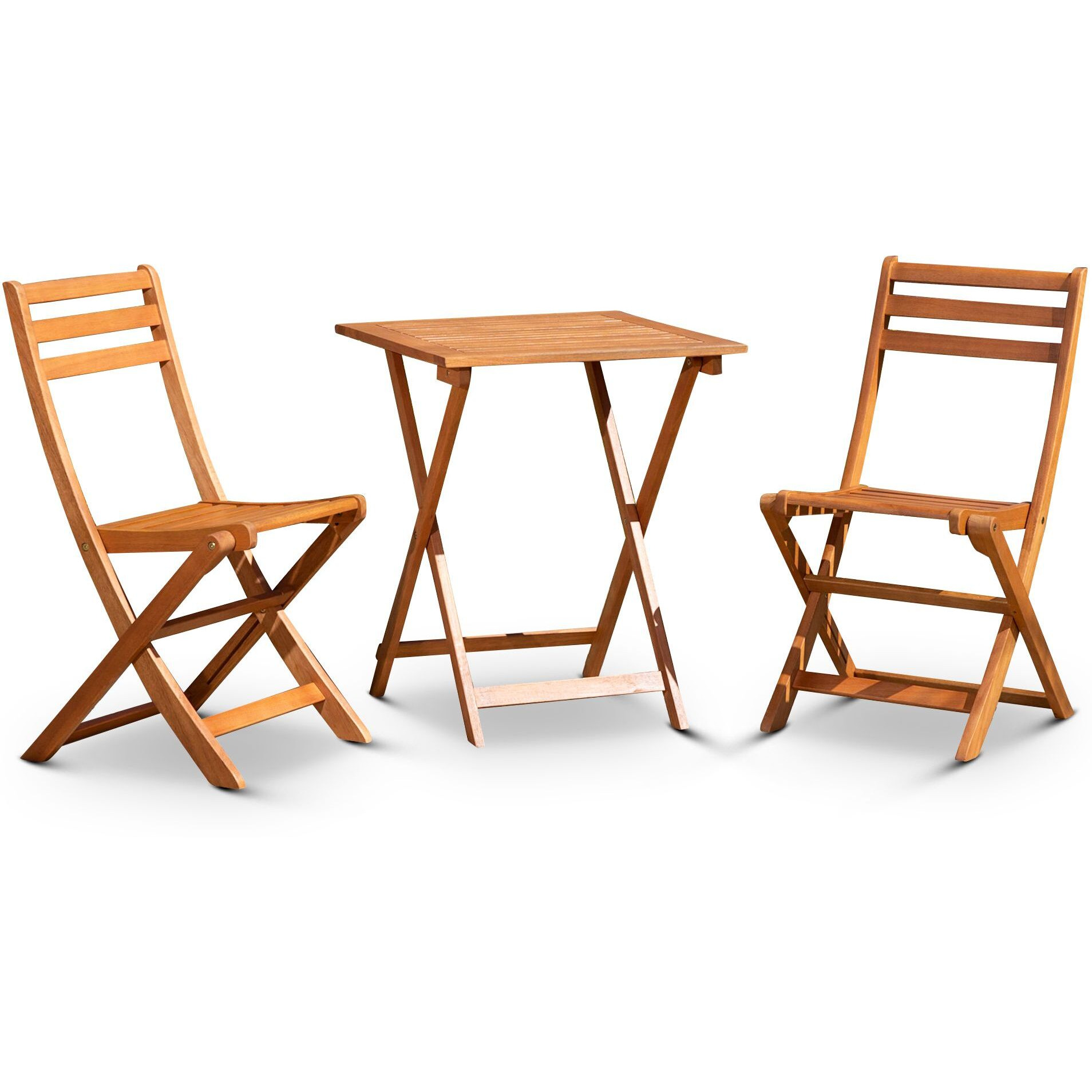 3-Piece Eucalyptus Bistro Set  Square  Natural Oil(D0102H5Lna8)