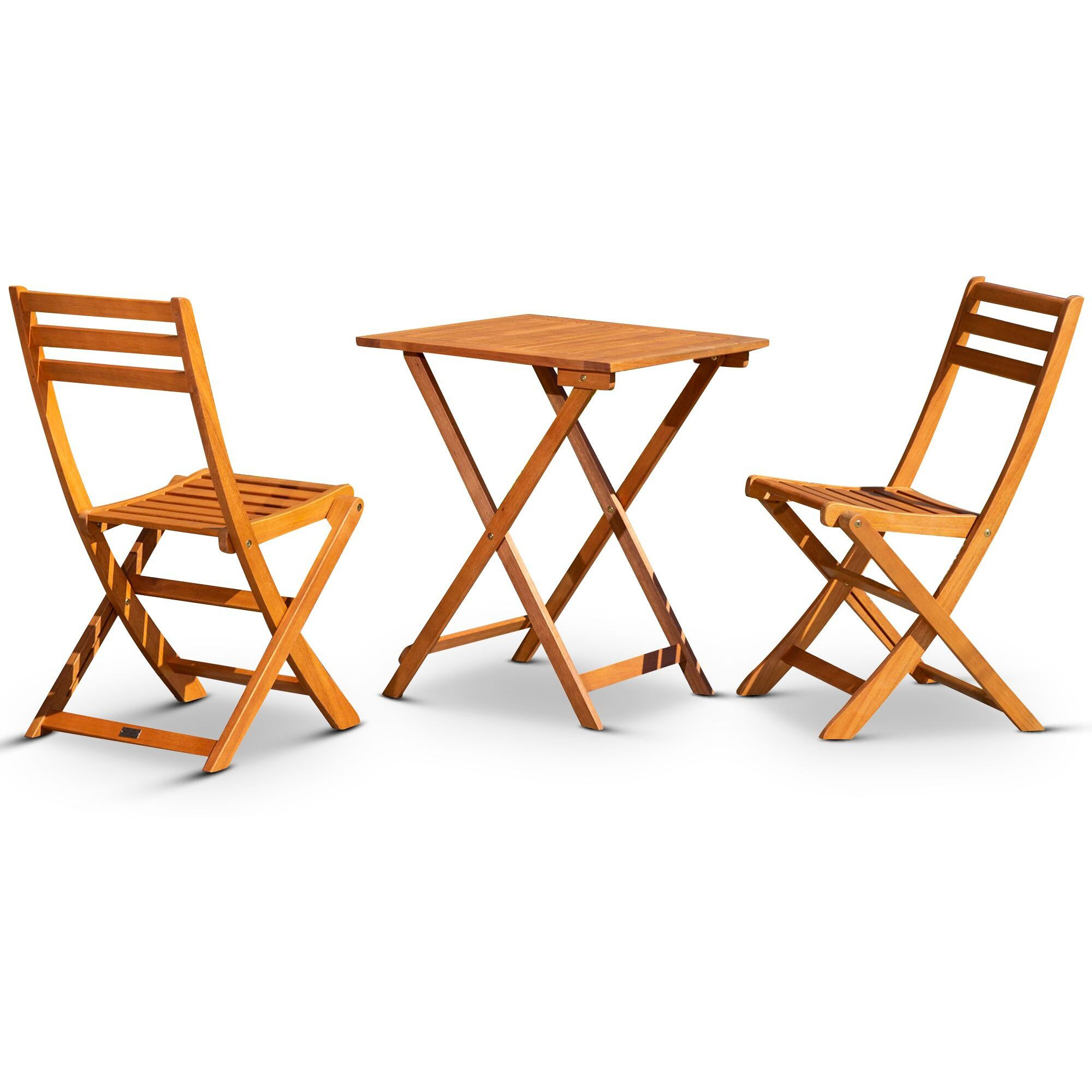 3-Piece Eucalyptus Bistro Set  Square  Natural Oil(D0102H5Lna8)