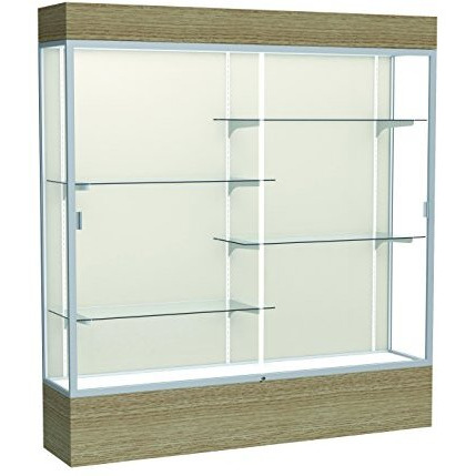 Reliant   72"&quotW X 80"&quotH X 16"&quotD  Lighted Floor Case  Plaque Back  Satin Finish   Driftwood Base
