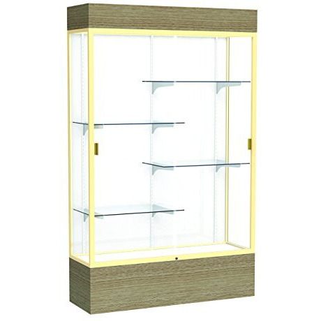 Reliant   48"&quotW X 80"&quotH X 16"&quotD  Lighted Floor Case  White Back  Champagne Finish   Driftwood Base