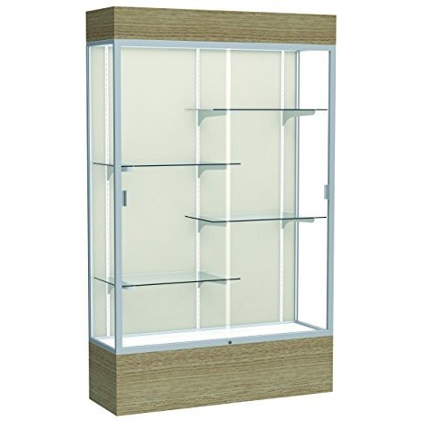 Reliant   48"&quotW X 80"&quotH X 16"&quotD  Lighted Floor Case  Plaque Back  Satin Finish   Driftwood Base