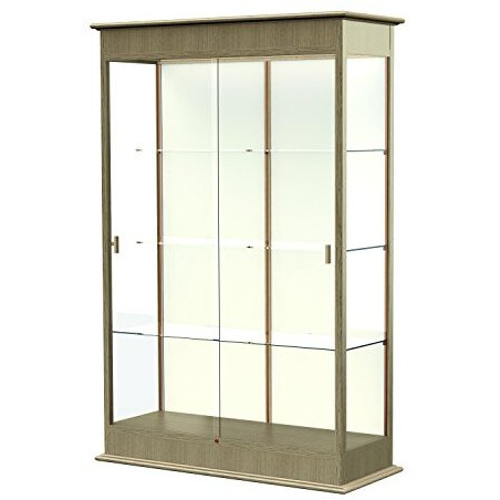 Varsity  48"&quotW X 77"&quotH X 18"&quotD  Lighted Floor Case  Sliding Doors  Plaque Back  Driftwood Oak Finish