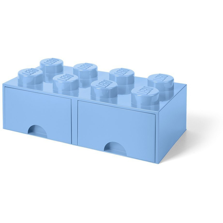 Lego Brick Drawer  8 Knobs  2 Drawers  Stackable Storage Box  Light Blue
