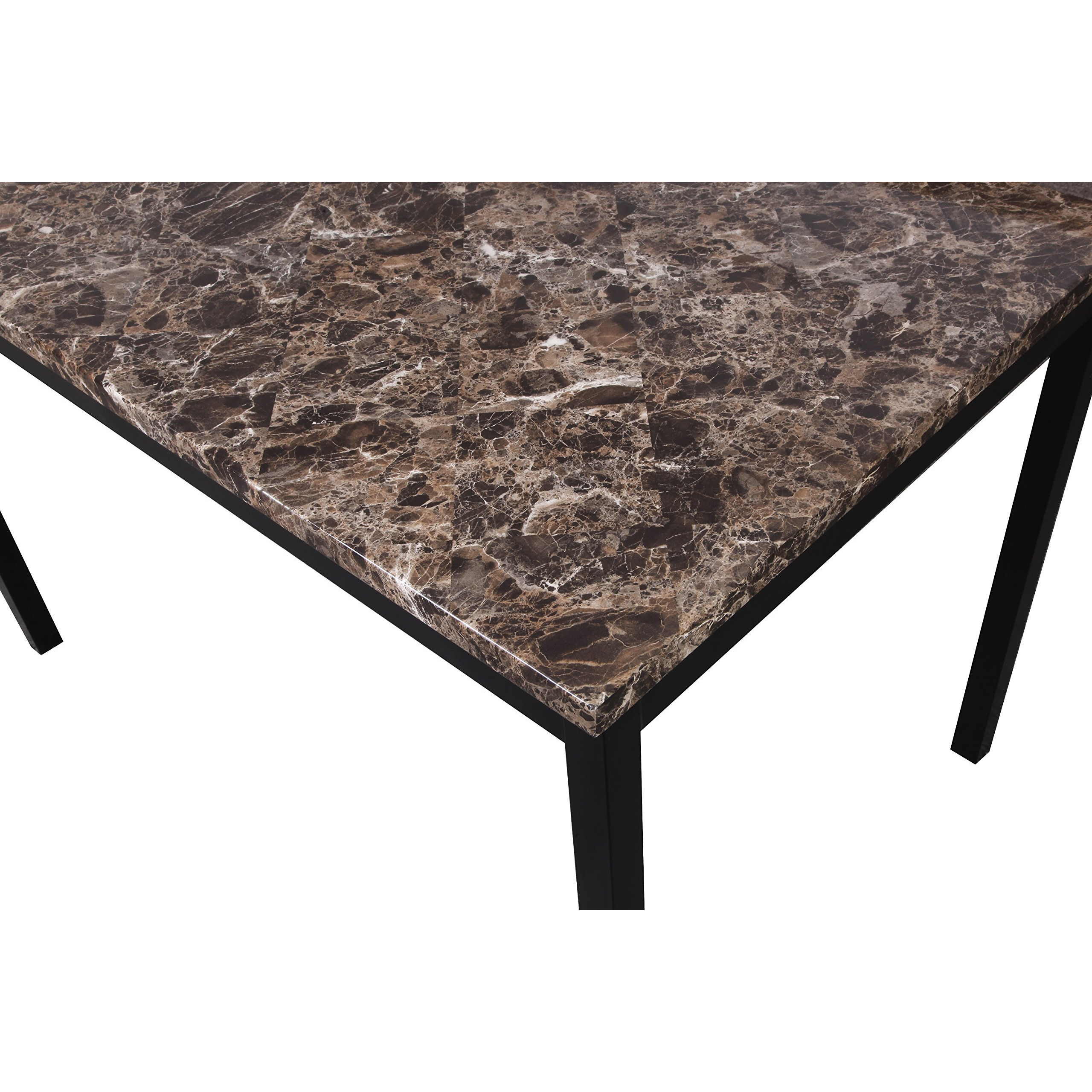 Roundhill Furniture Noyes Metal Dining Table With Laminated Faux Marble Top