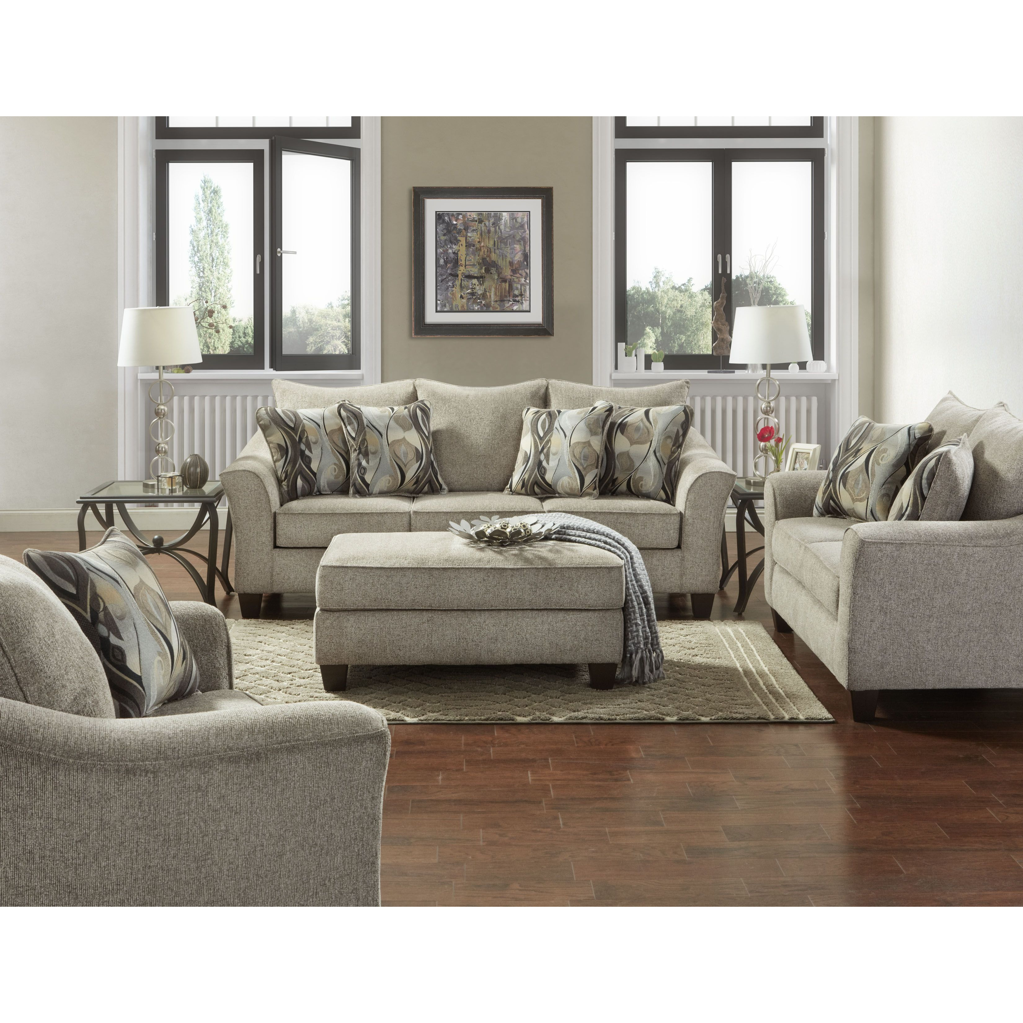 Camero Platinum Fabric Cocktail Ottoman