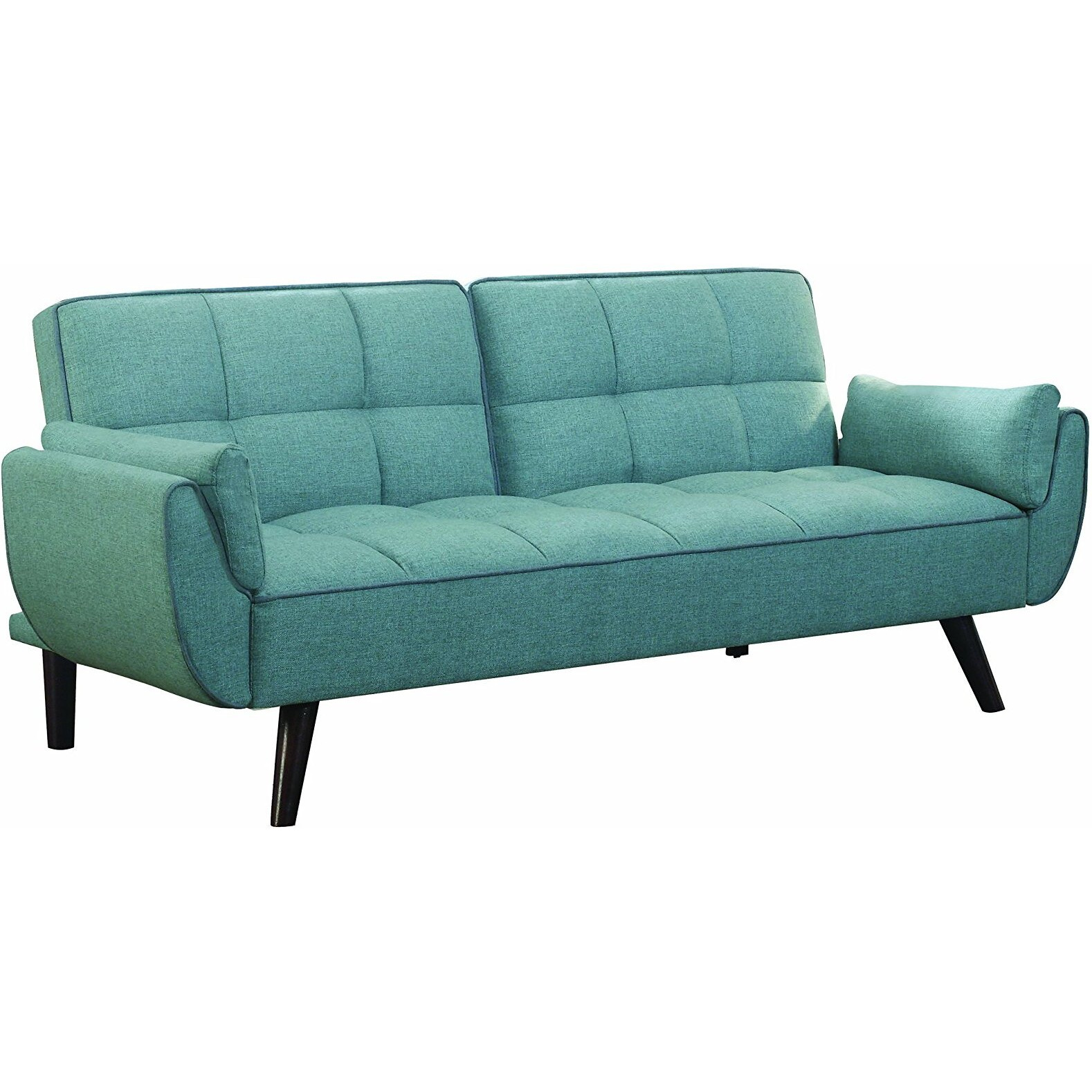 Caufield Biscuit-Tufted Sofa Bed Turquoise Blue