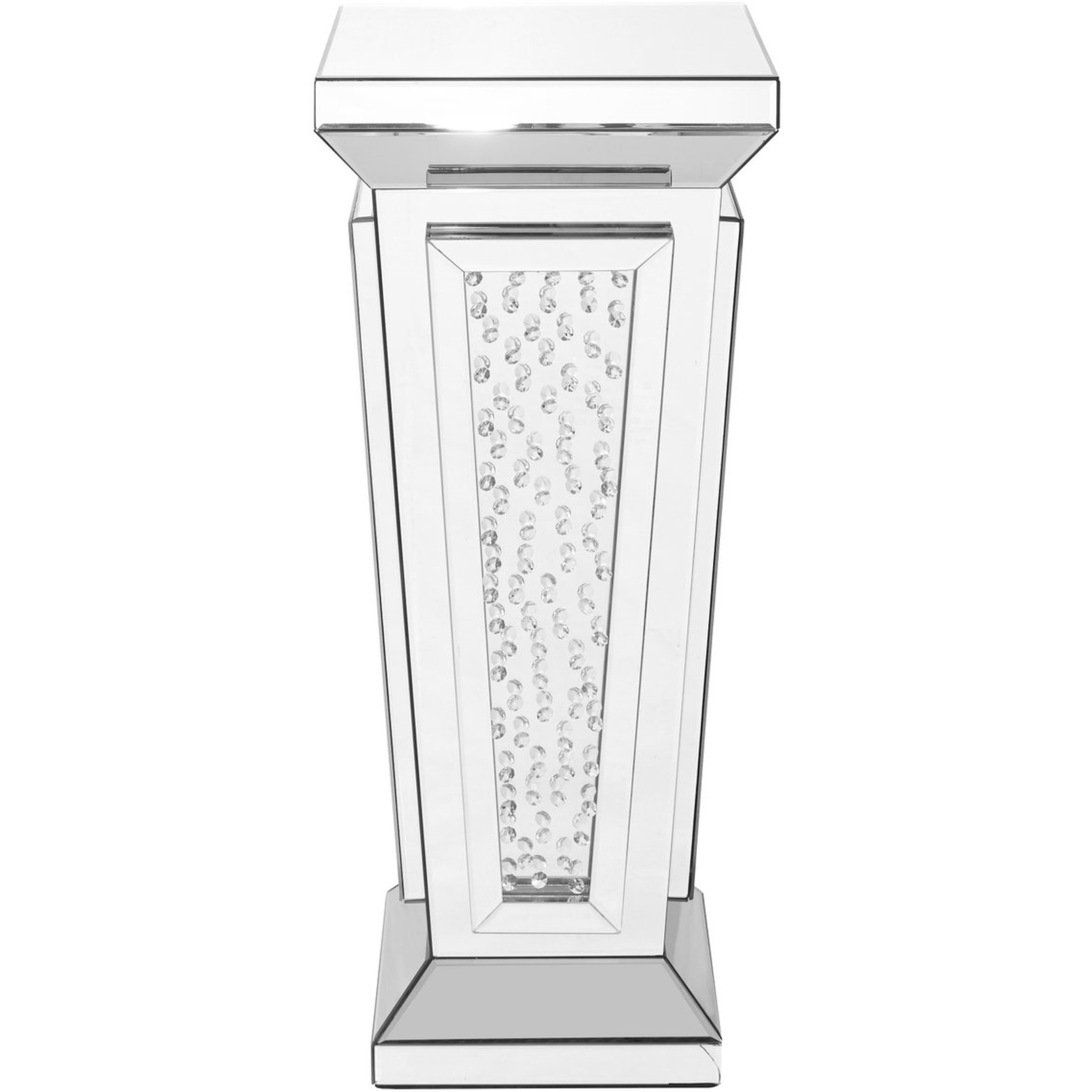 15 Inch Crystal End Table In Clear Mirror Finish