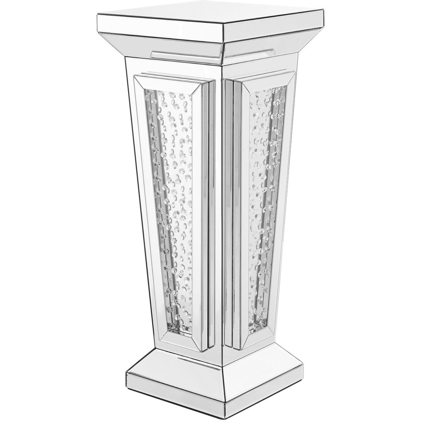 15 Inch Crystal End Table In Clear Mirror Finish