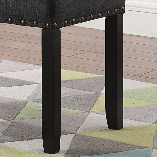 Roundhill Furniture Biony Fabric Dining Bench With Nailhead Trim  Grey