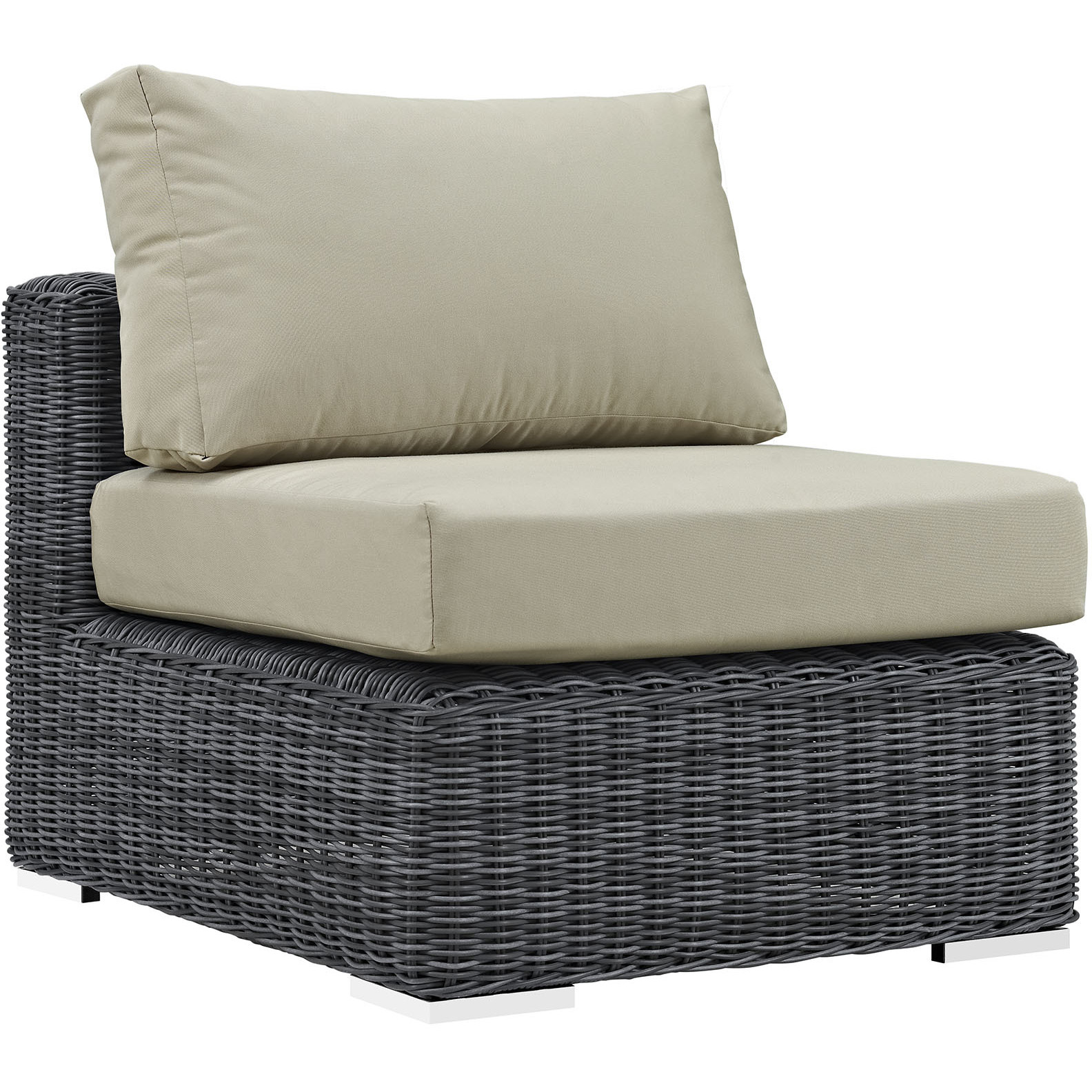 Summon 5 Piece Outdoor Patio Sunbrella Sectional Set - Canvas Antique Beige