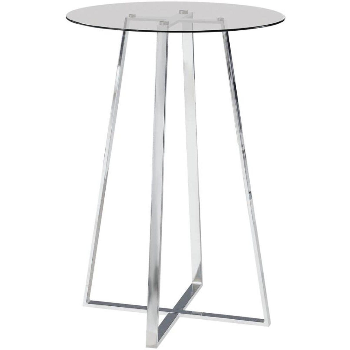 Contemporary Chrome And Glass Bar Table