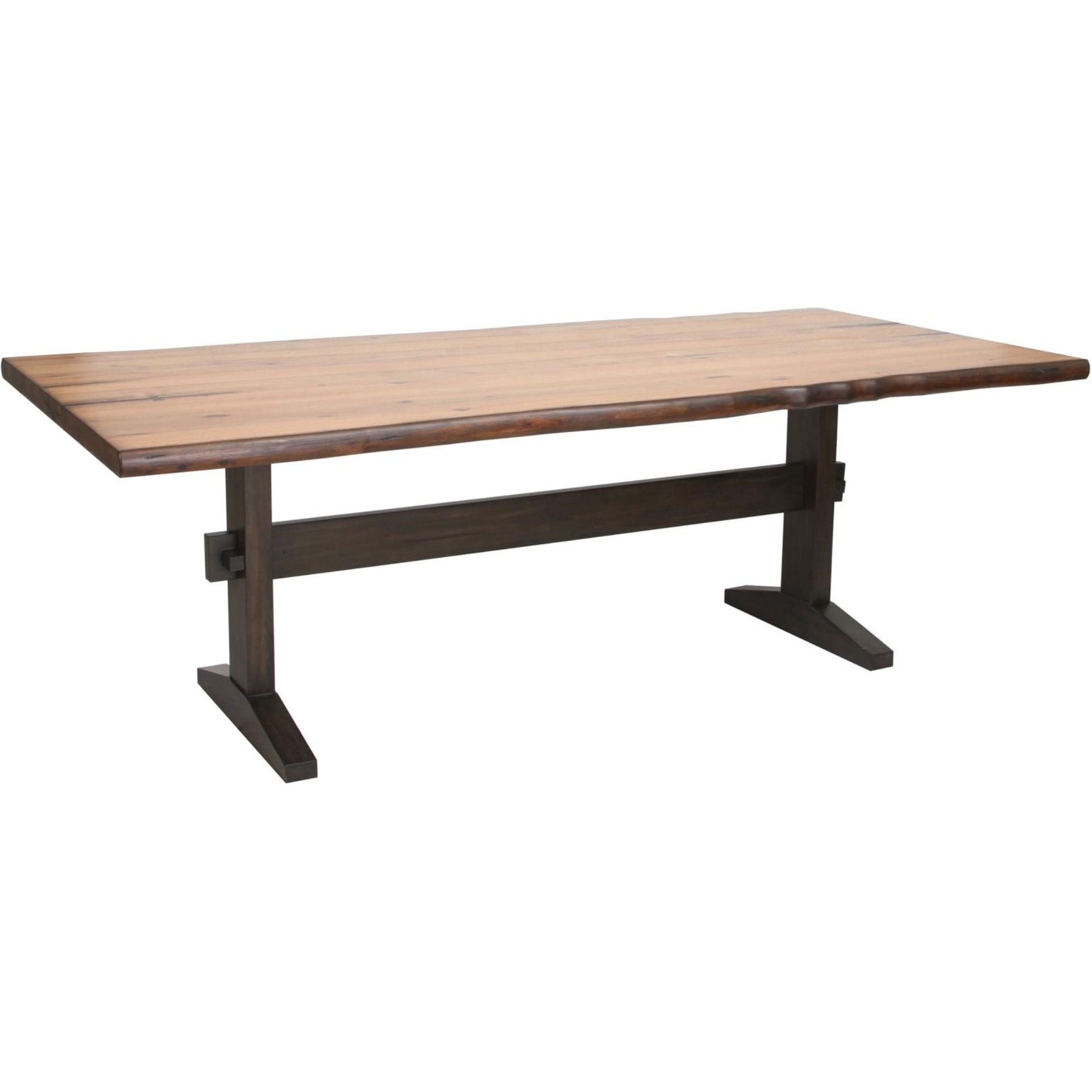 Bexley Live Edge Trestle Dining Table Natural Honey And Espresso
