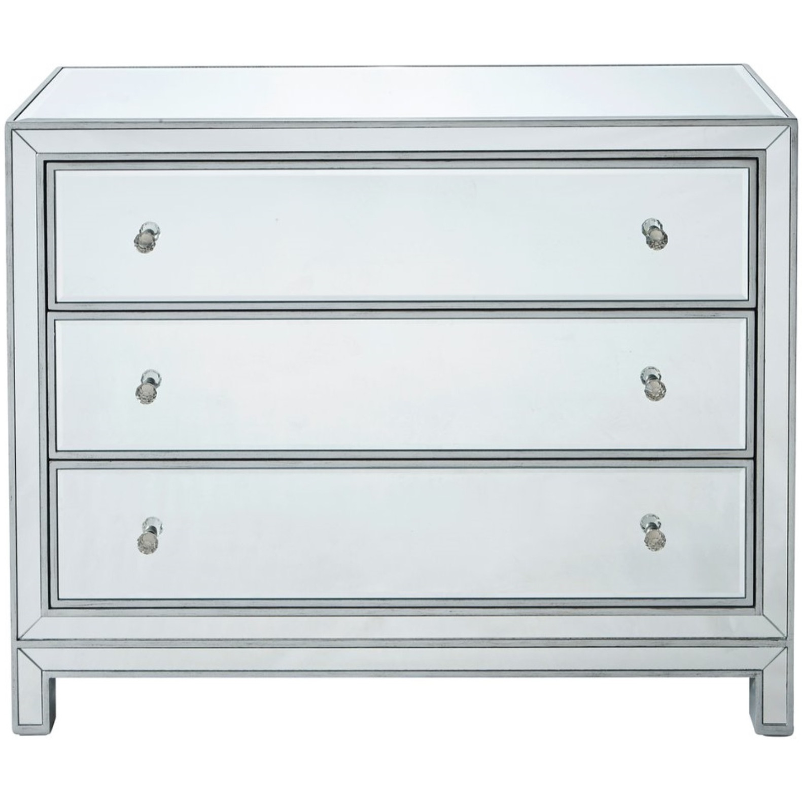 Chest 3 Drawers 40In. W X 16In. D X 32In. H In Antique Silver Paint
