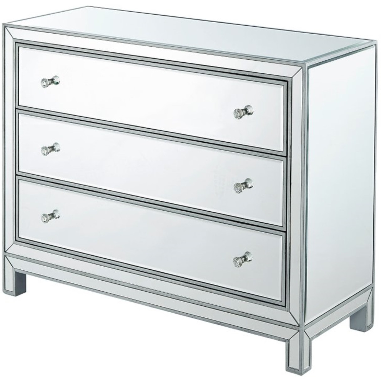 Chest 3 Drawers 40In. W X 16In. D X 32In. H In Antique Silver Paint