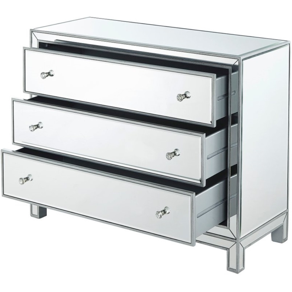 Chest 3 Drawers 40In. W X 16In. D X 32In. H In Antique Silver Paint