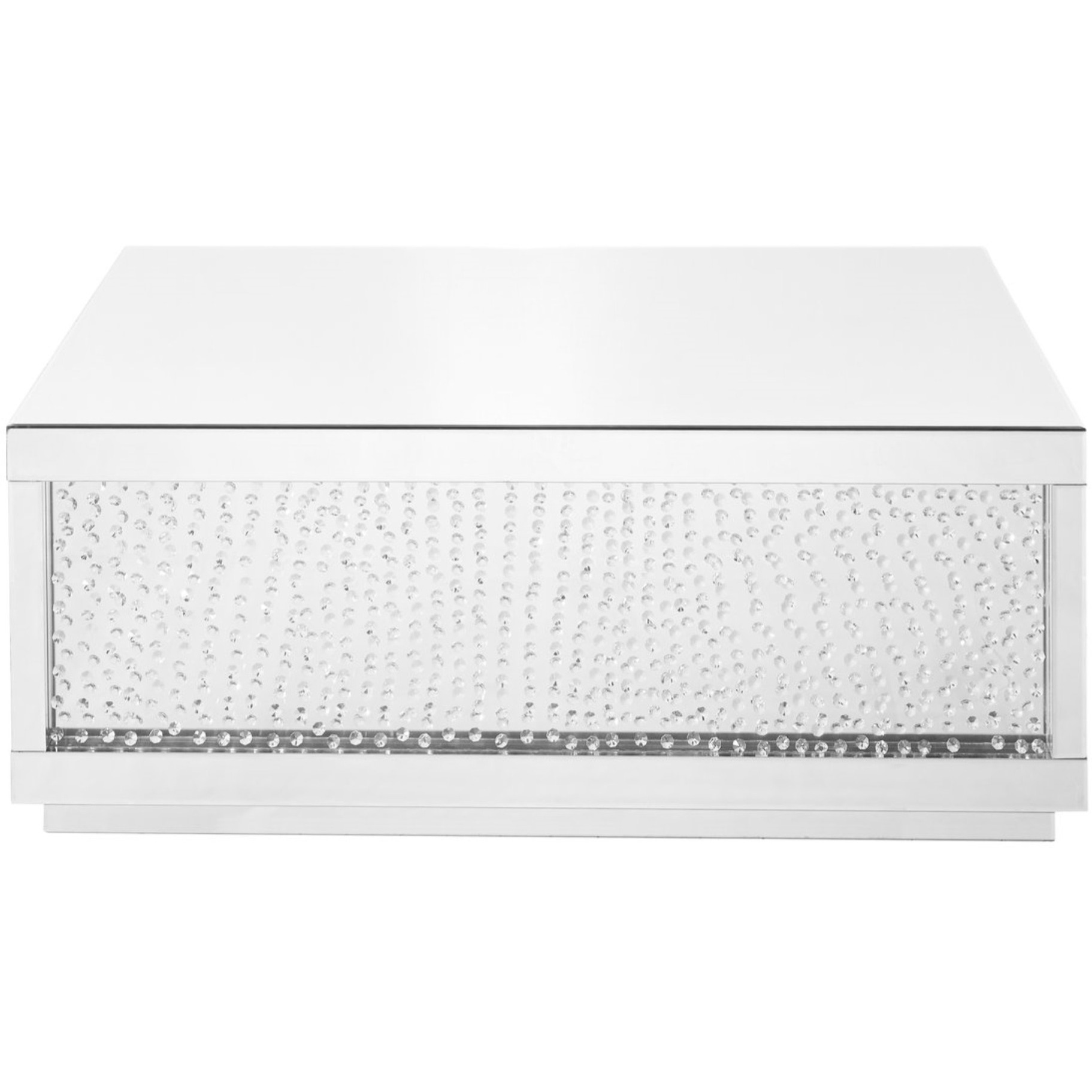 48 Inch Rectangle Crystal Coffee Table In Clear Mirror Finish