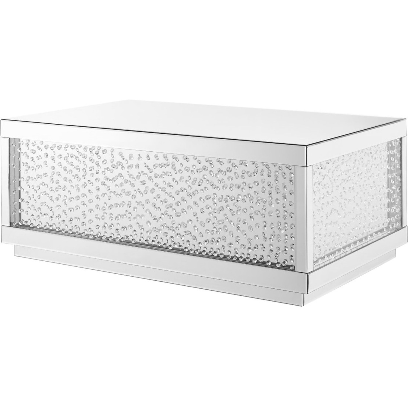 48 Inch Rectangle Crystal Coffee Table In Clear Mirror Finish