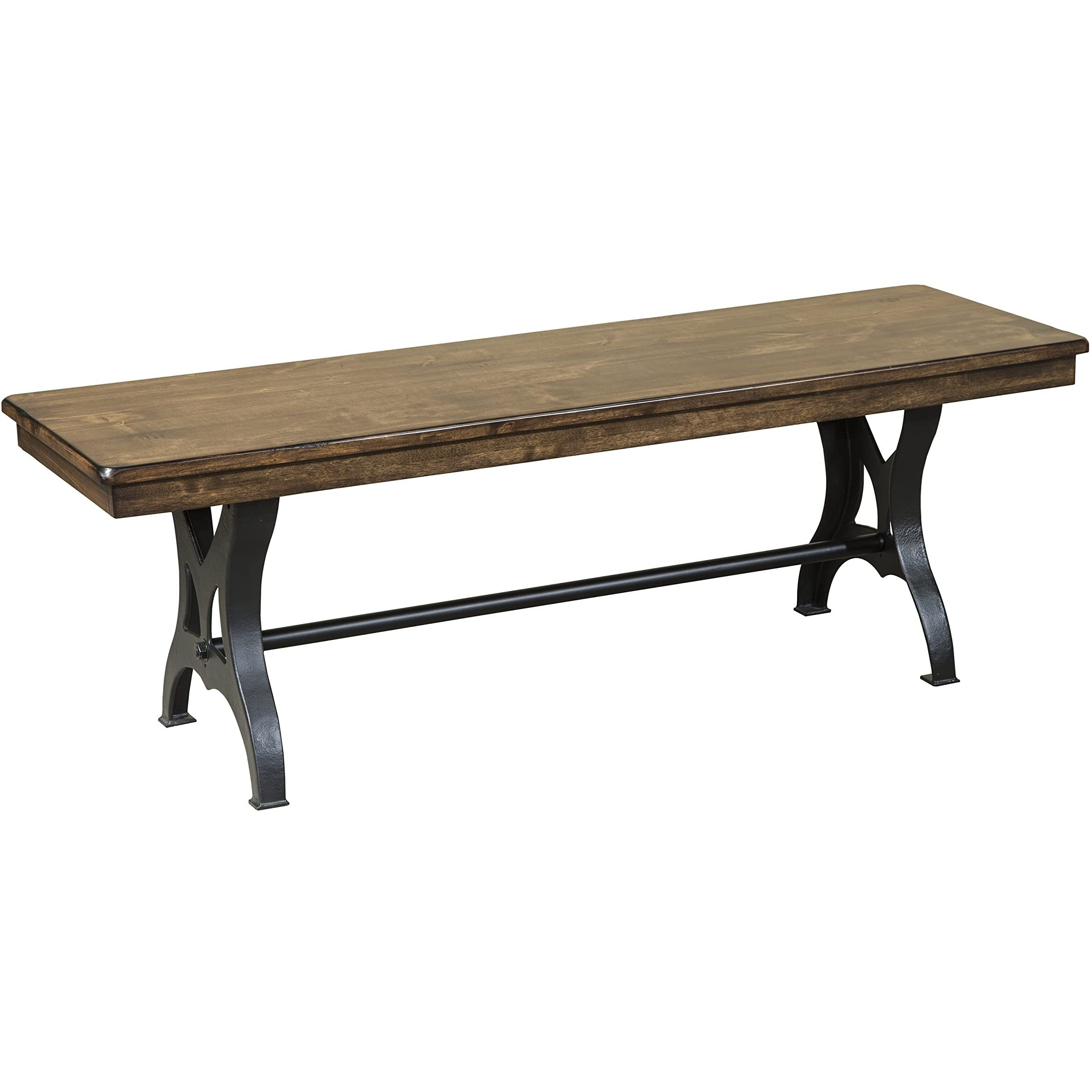 District Backless Dining Bench With Cast Iron Base