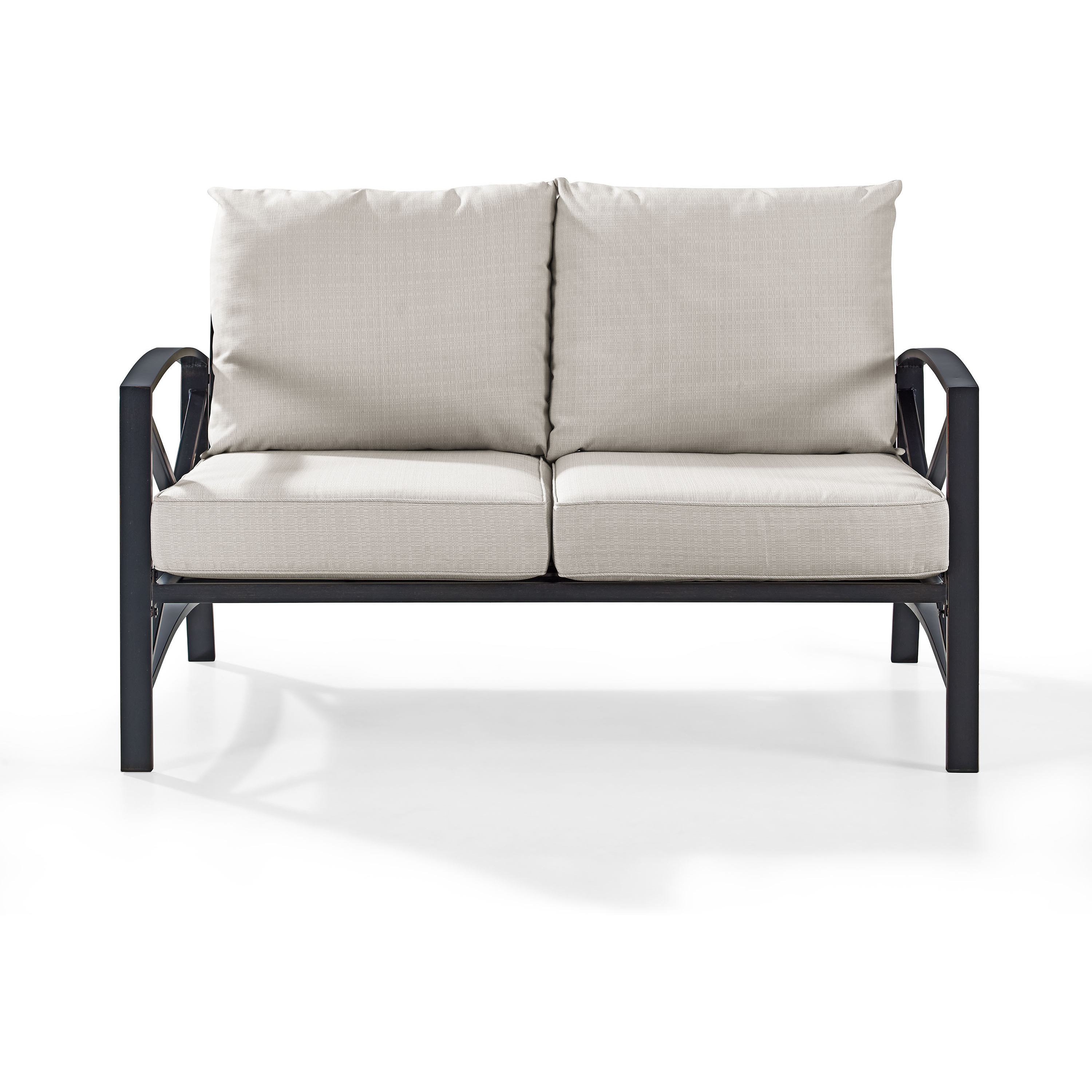 Kaplan Outdoor Metal Loveseat Oatmeal/Oil Rubbed Bronze