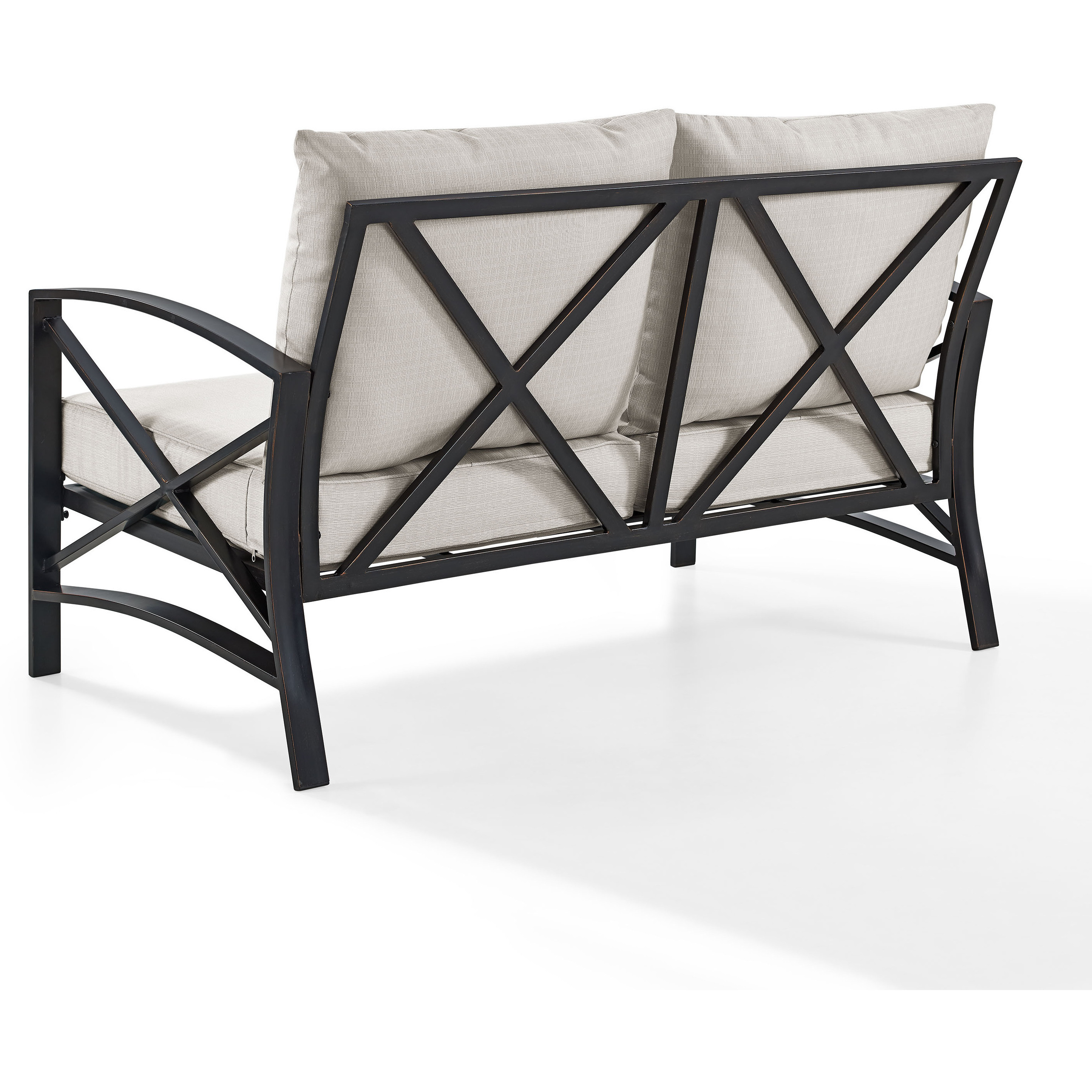 Kaplan Outdoor Metal Loveseat Oatmeal/Oil Rubbed Bronze