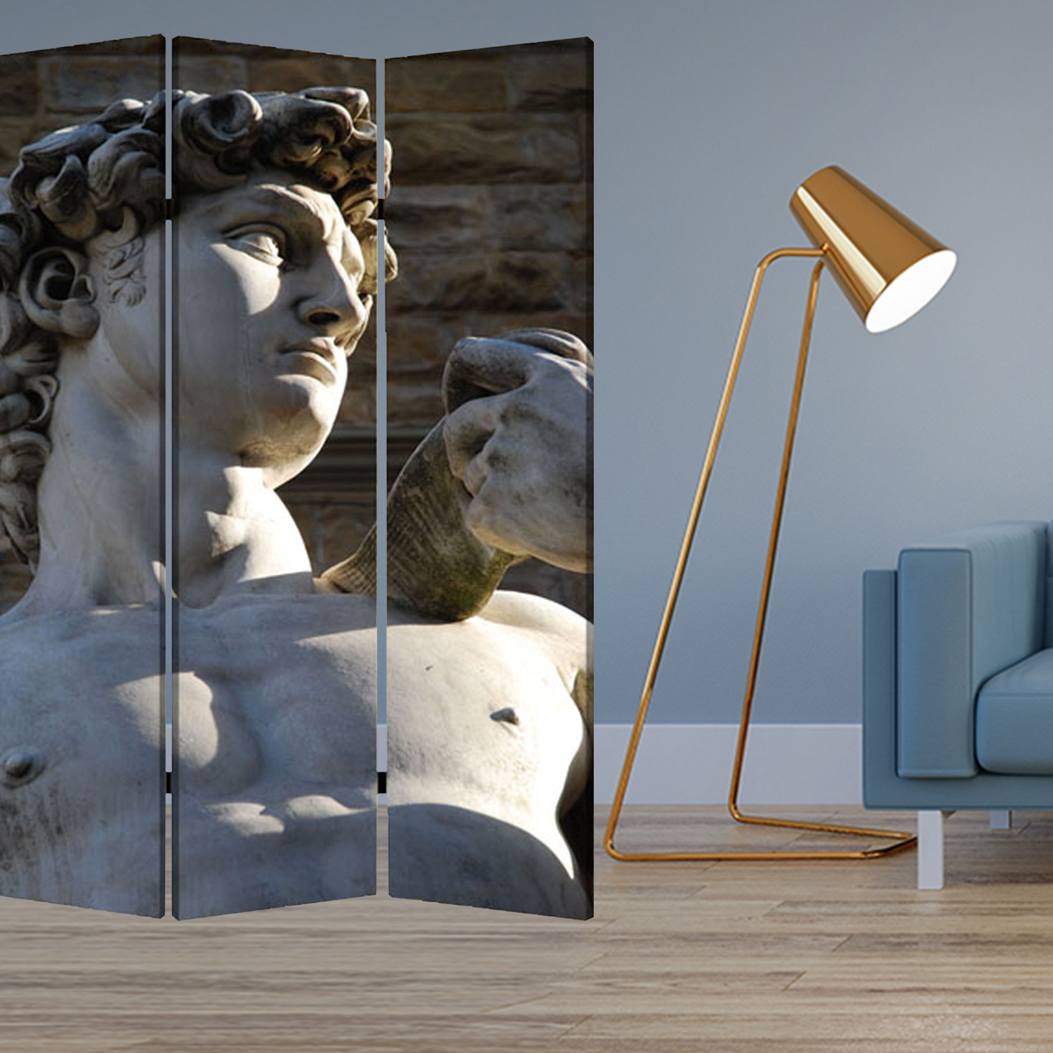 1"" X 48"" X 72"" Multi Color Wood Canvas Rome  Screen