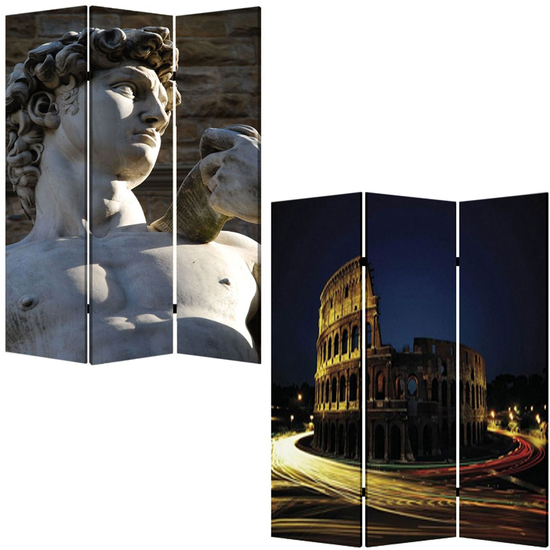 1"" X 48"" X 72"" Multi Color Wood Canvas Rome  Screen
