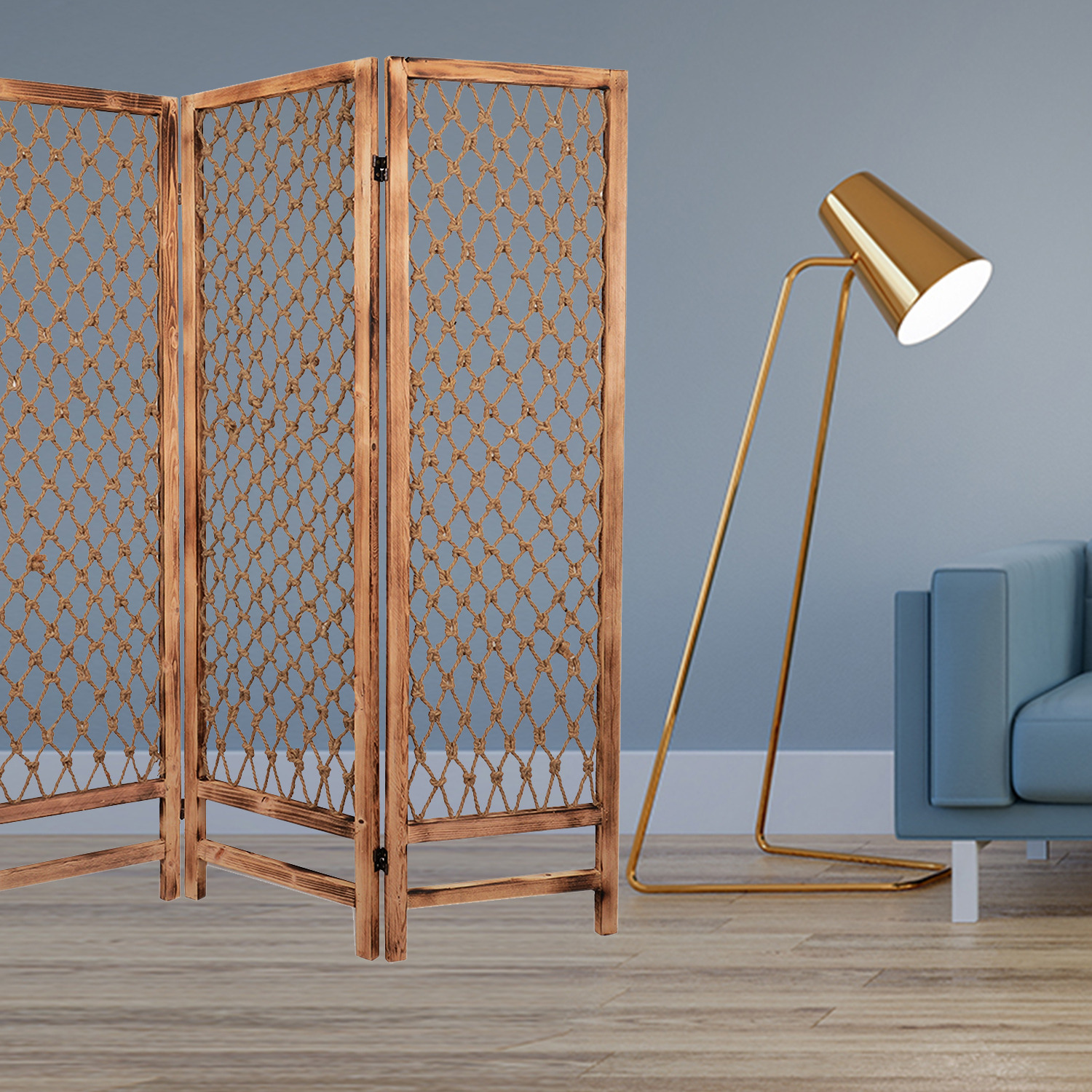 1 X 60 X 69 Natural Rope Wooden  Screen