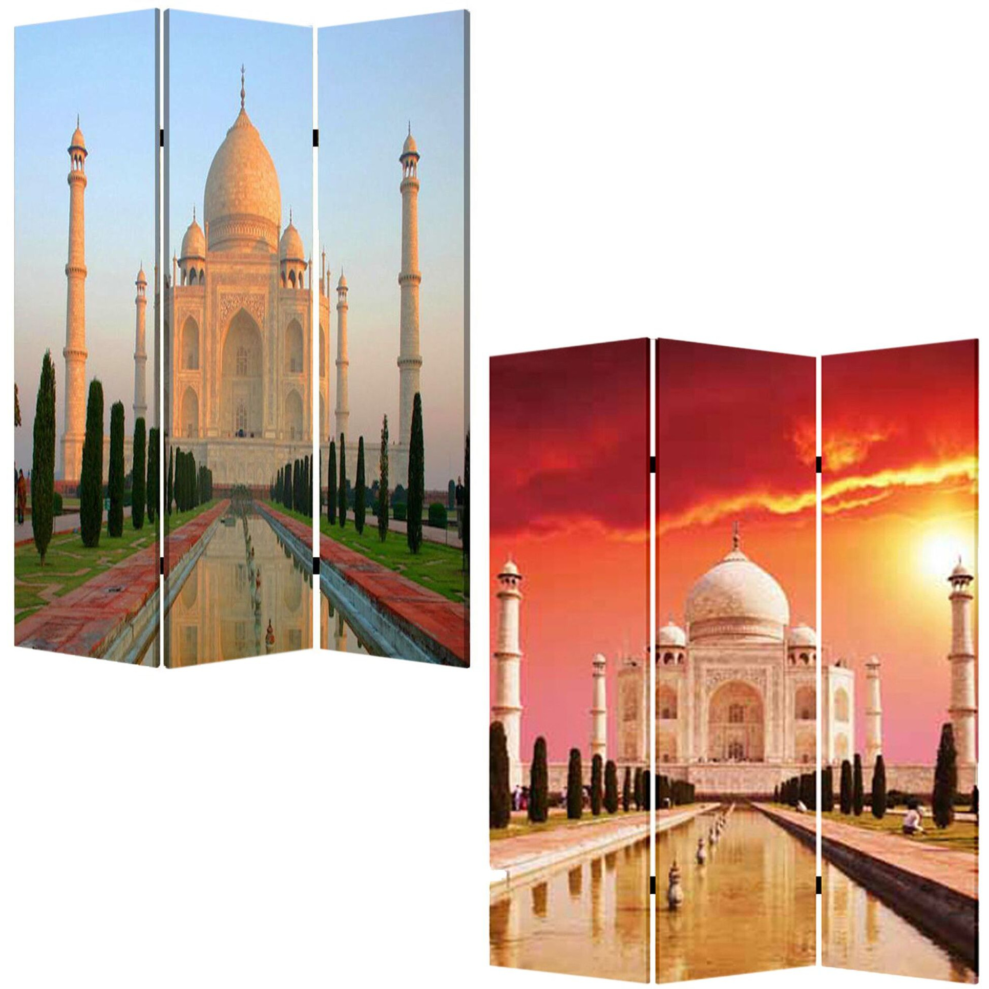 1"" X 48"" X 72"" Multi Color Wood Canvas Taj Mahal  Screen