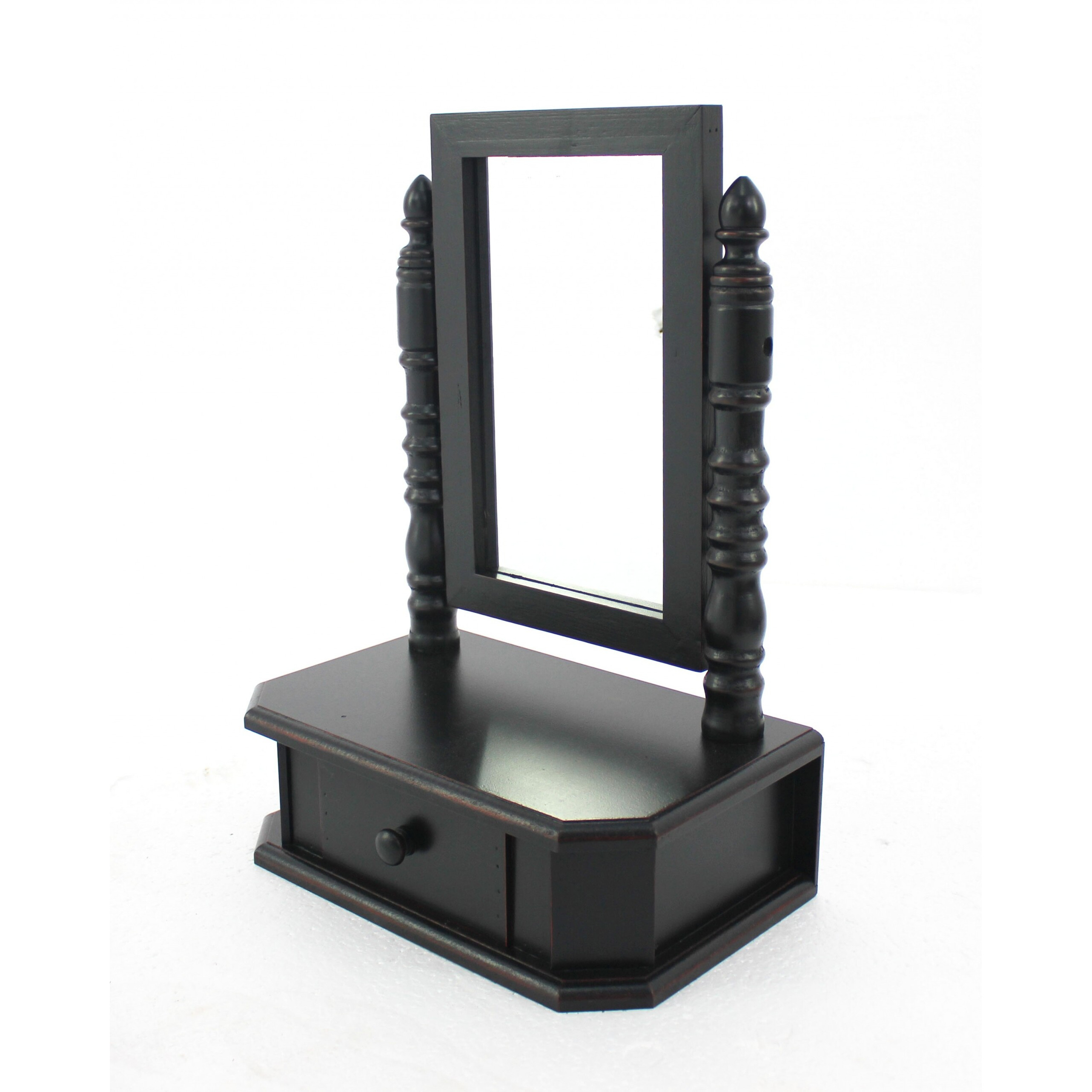 8.5 X 14 X 20 Black Traditional Drawer  Table Mirror
