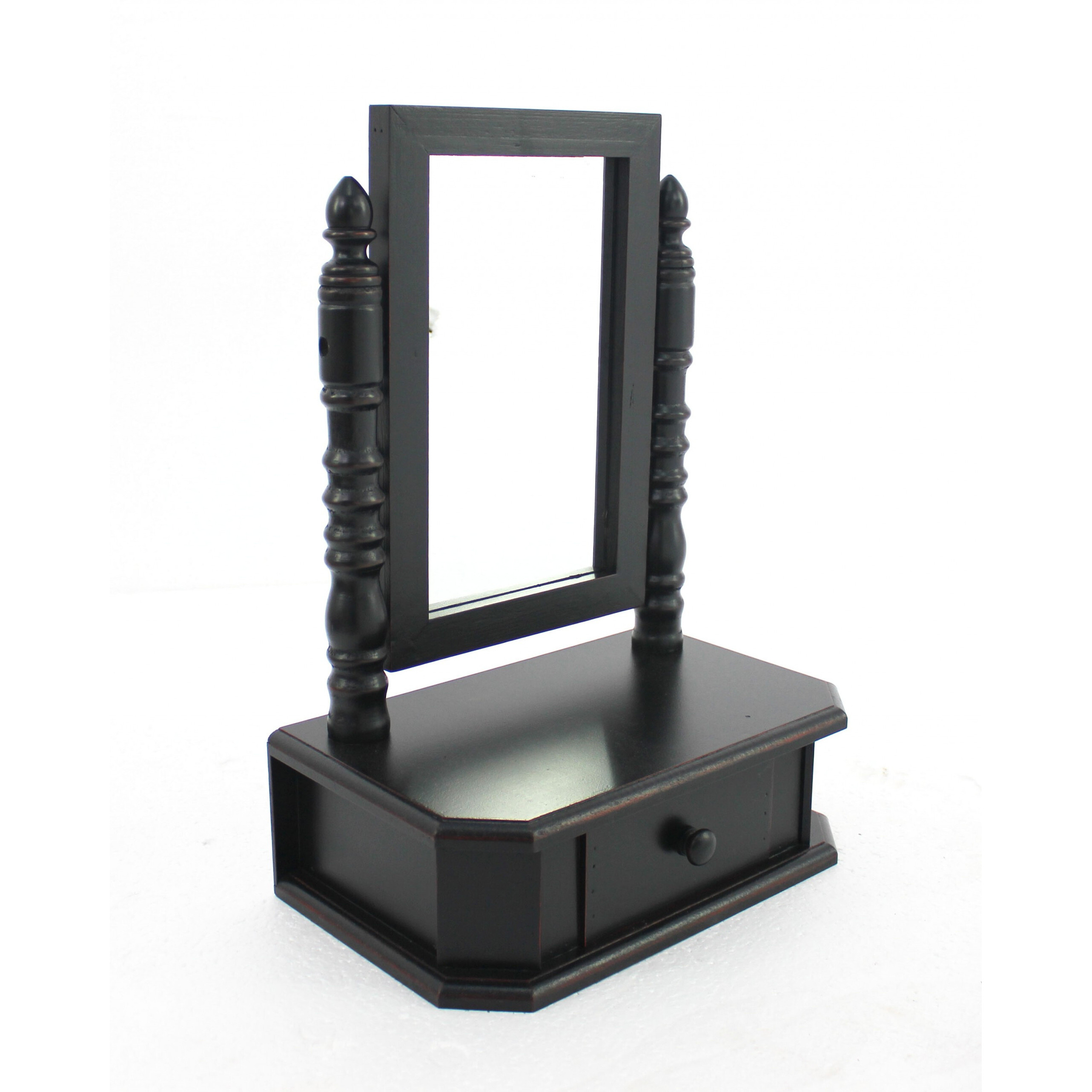 8.5 X 14 X 20 Black Traditional Drawer  Table Mirror