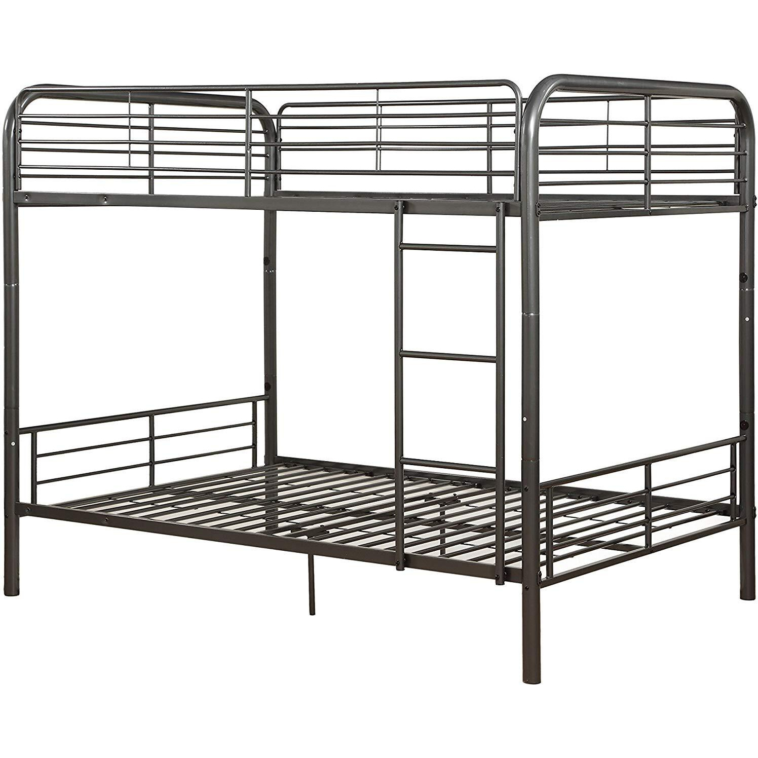 79"" X 57"" X 65"" Gunmetal Metal Tube Full Over Full Bunk Bed