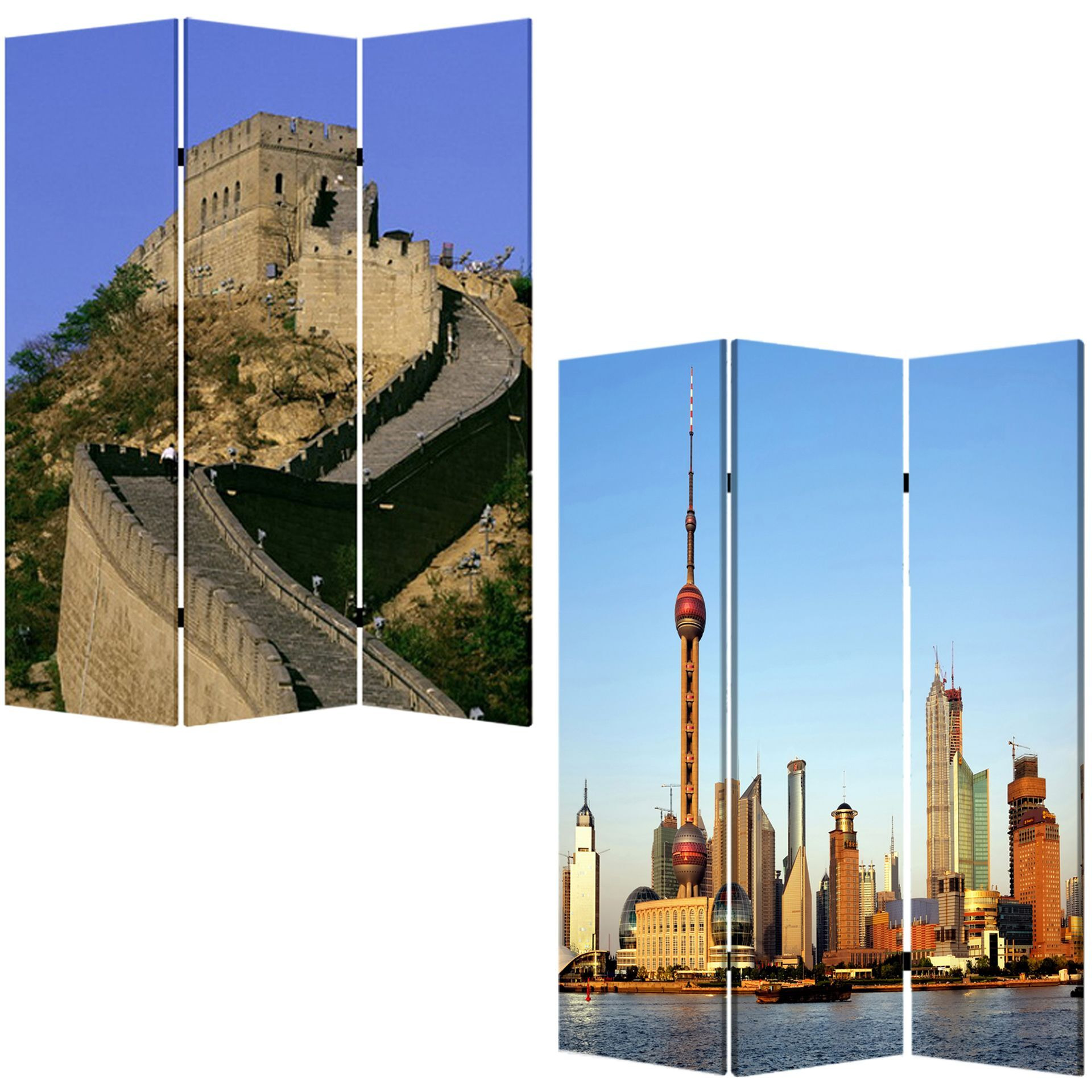 1"" X 48"" X 72"" Multi Color Wood Canvas China  Screen