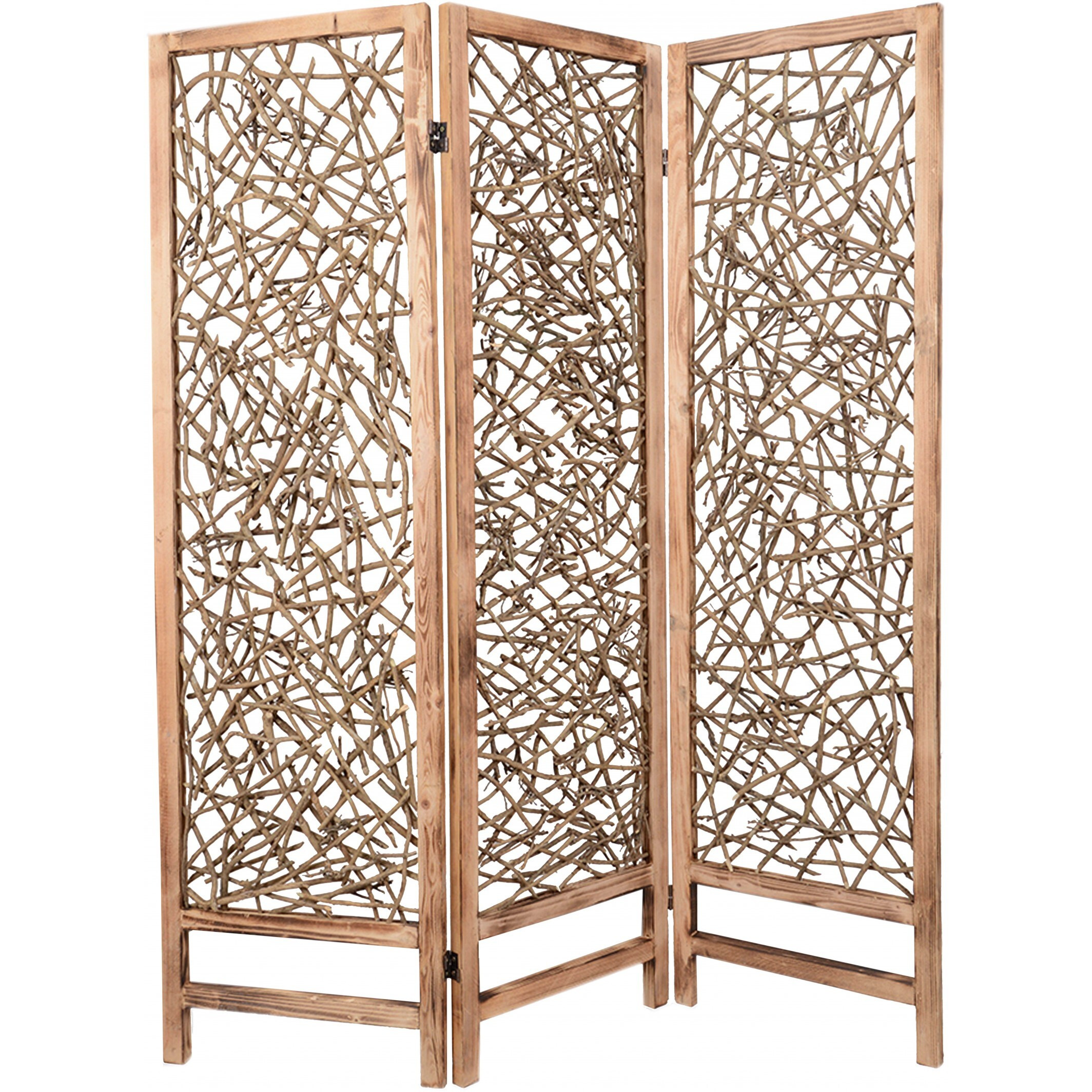 1 X 60 X 69 Brown 3 Panel Wood Foldable  Screen