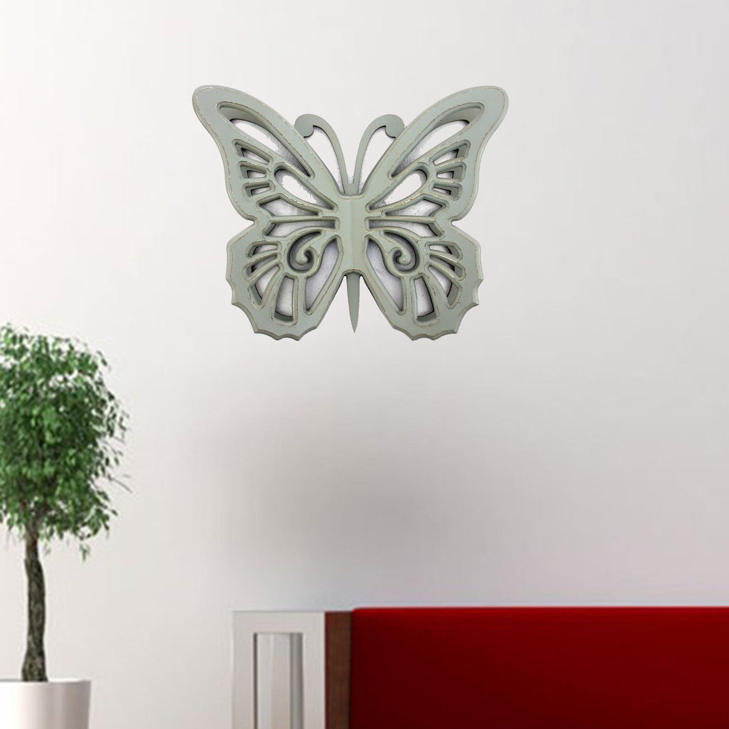 18.5"" X 23"" X 4"" Gray Rustic Butterfly Wooden  Wall Decor