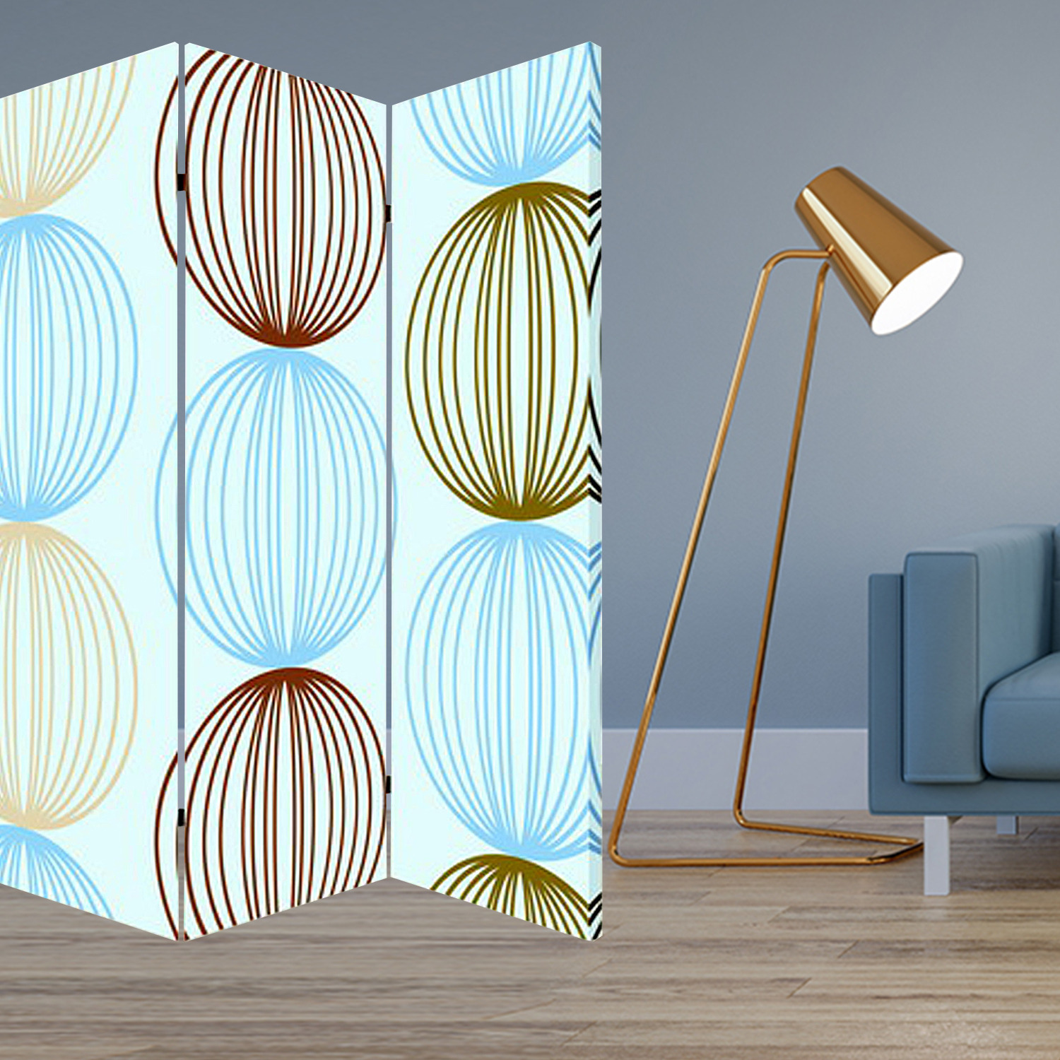 1 X 48 X 72 Multi Color Wood Canvas Sphere  Screen