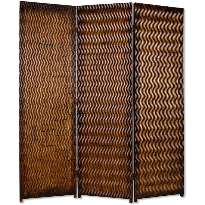 1"" X 63"" X 72"" Brown Wood 3 Panel  Screen