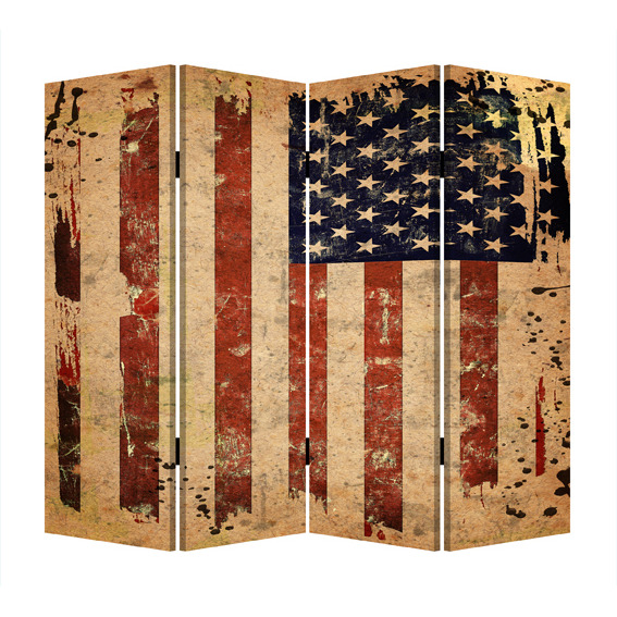 1"" X 84"" X 84"" Multi Color Wood Canvas American Flag  Screen
