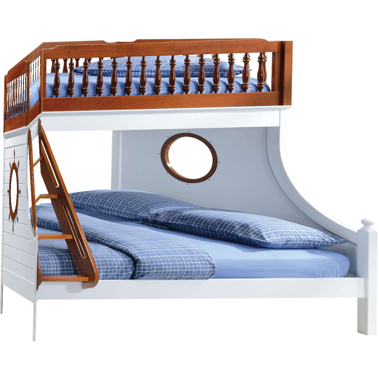 80"" X 58"" X 69"" Twin Over Full Oak And White Bunk Bed