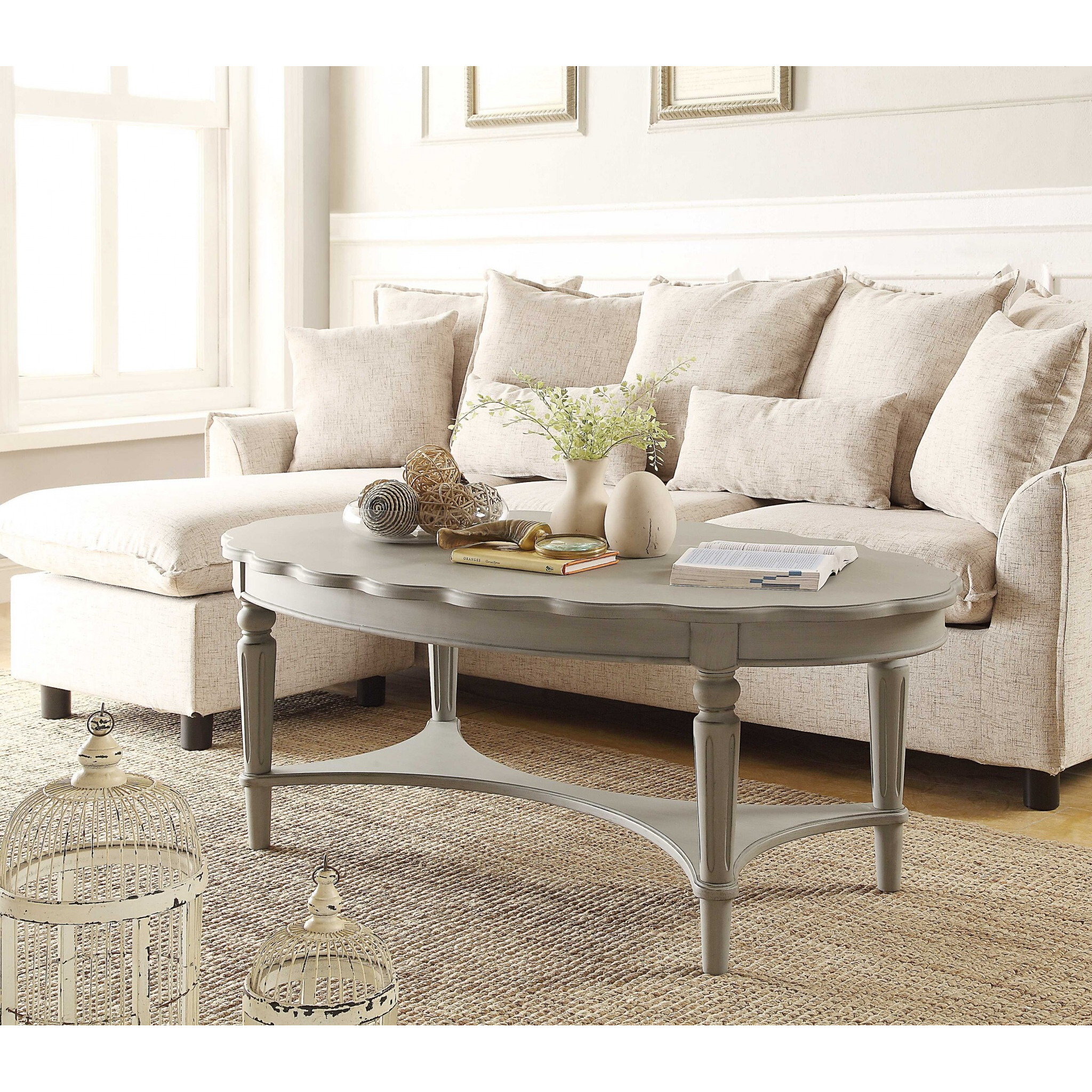 50"" X 28"" X 19"" Antique White Coffee Table